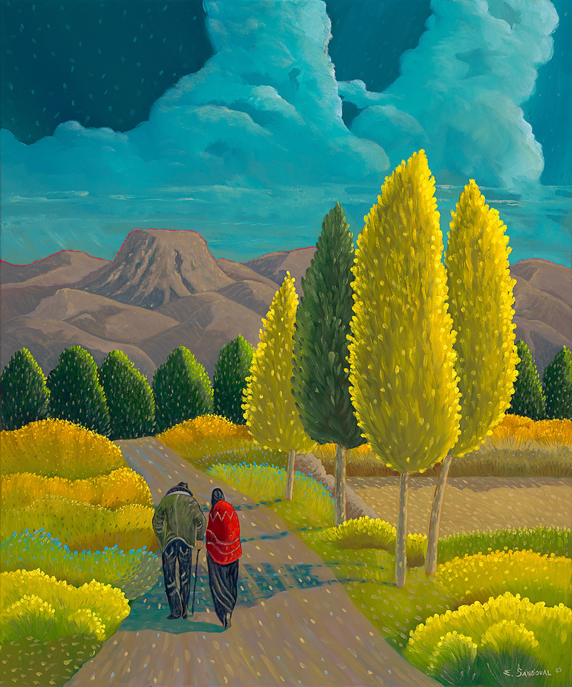 Sun on the Poplars by Ed Sandoval
