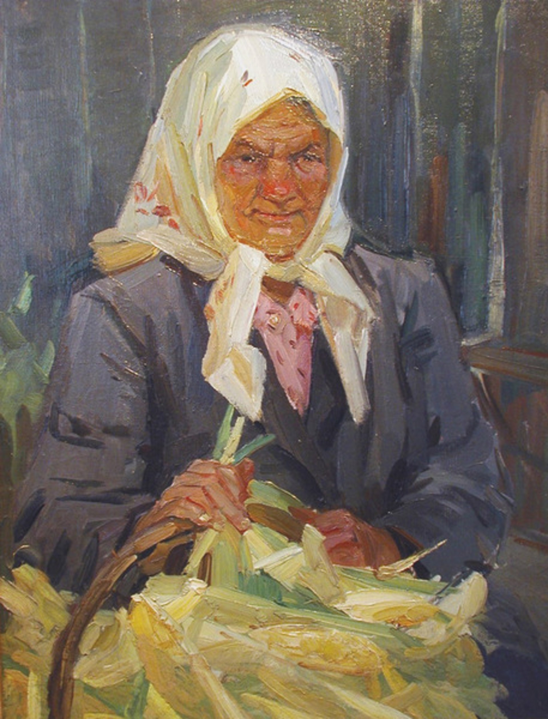 Old Woman with Corn by Nina Volkova