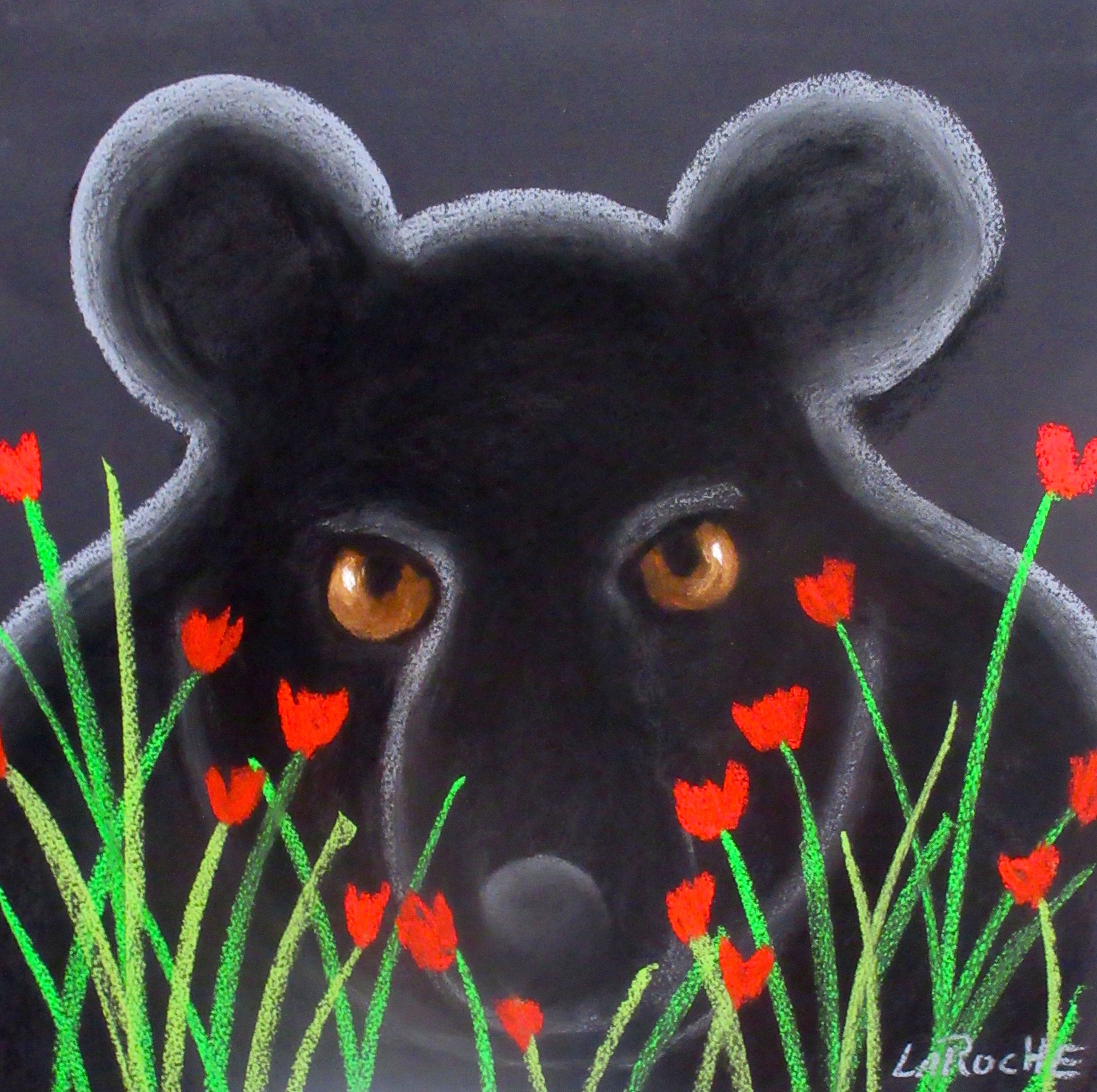 Black Bear in Poppies by Carole LaRoche