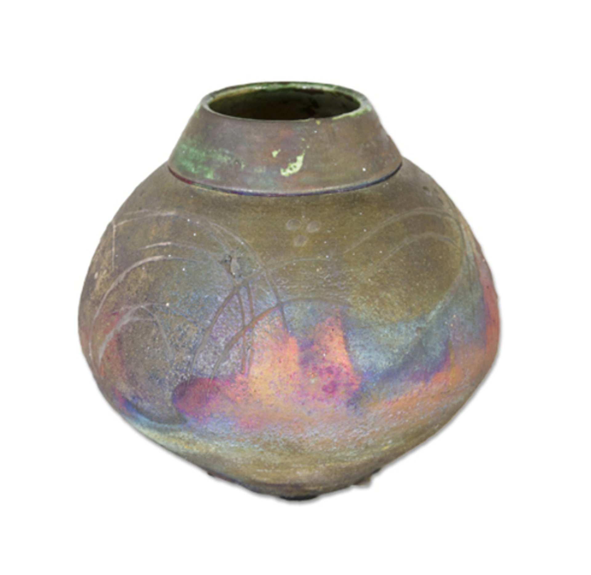 Raku Vase With Fireworks by Marty Marcus