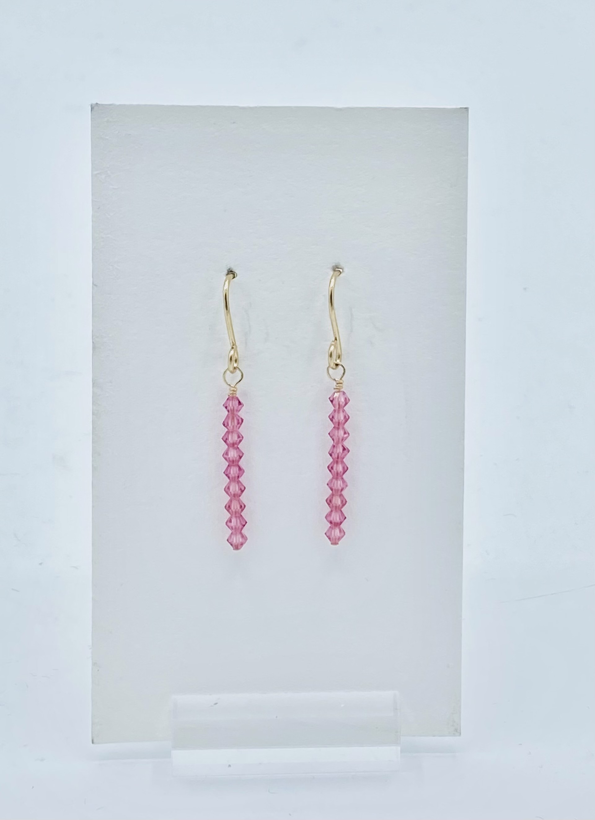 Gold Filled with Pink Swarovski Crystal Earrings by Emelie Hebert