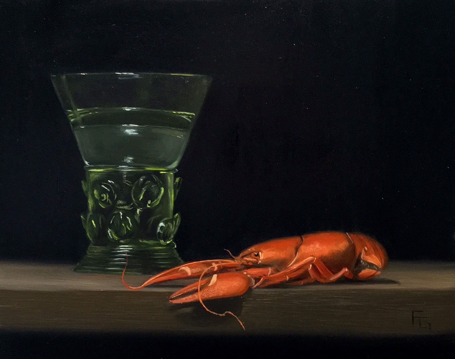 Crayfish and Berkemeyer Glass by Frankie Gollub