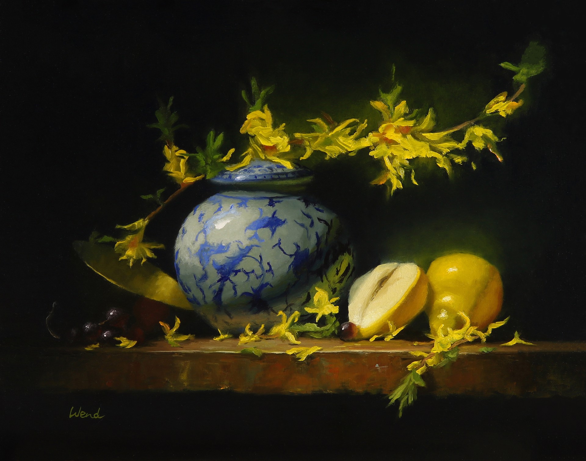 Forsythia in Blue - AWARD WINNER - SECOND PLACE by Trish Wend