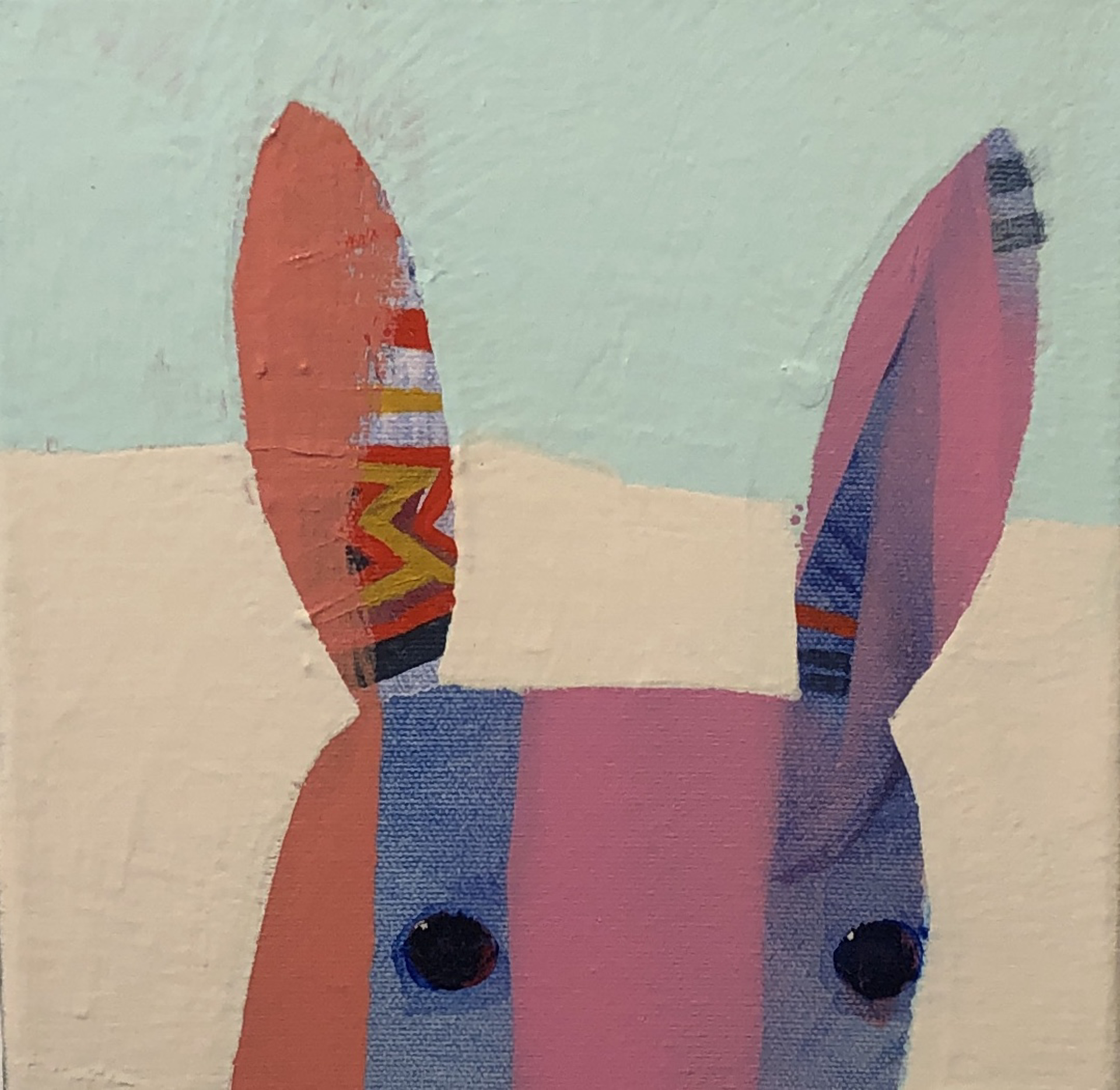 Pink Striped Bunny by Wendeline Matson