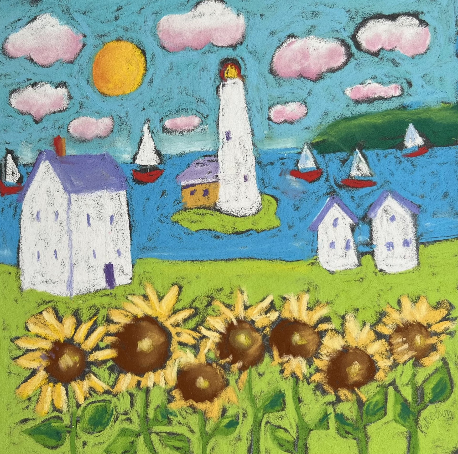 By Bay With Sunflowers by Pat Olson