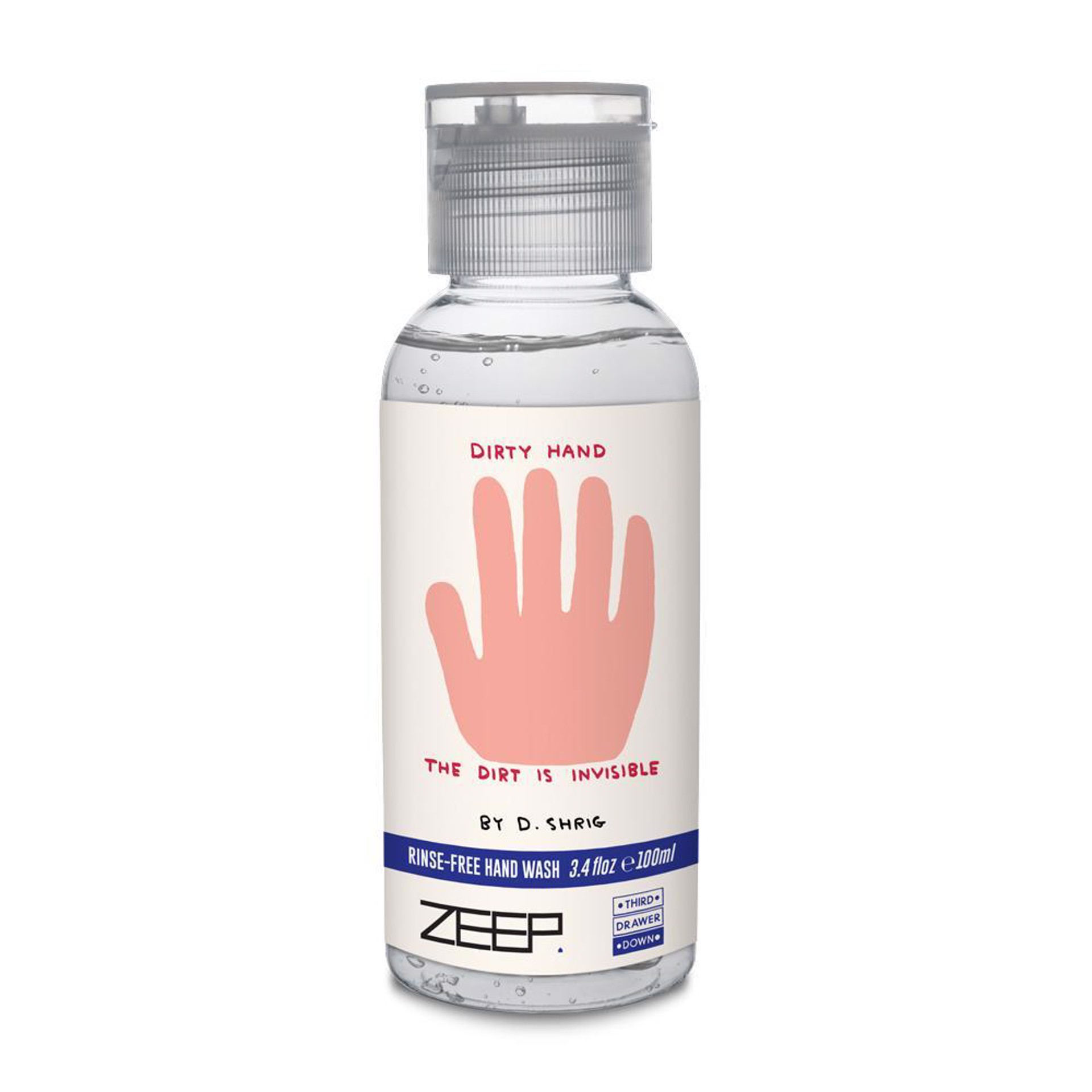 Dirty Hands Rinse-Free Hand Gentle Gel 3.4oz by David Shrigley