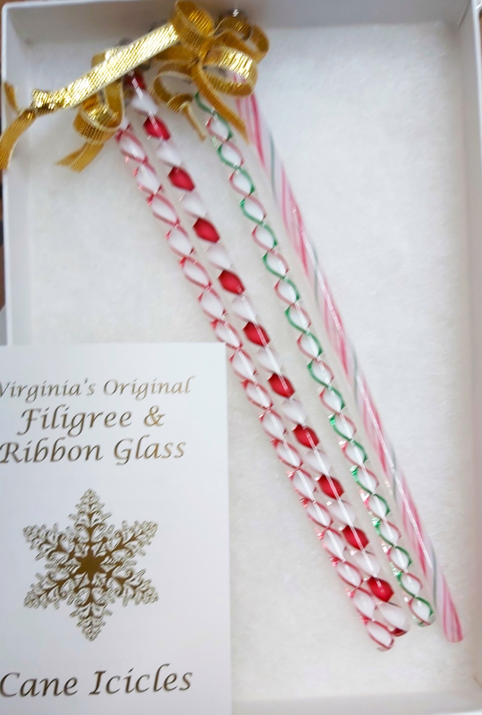 Art Glass Icicles Filigree/Ribbon -  (boxed set of 4) Christmas Mix 202985 by Virginia Wilson Toccalino