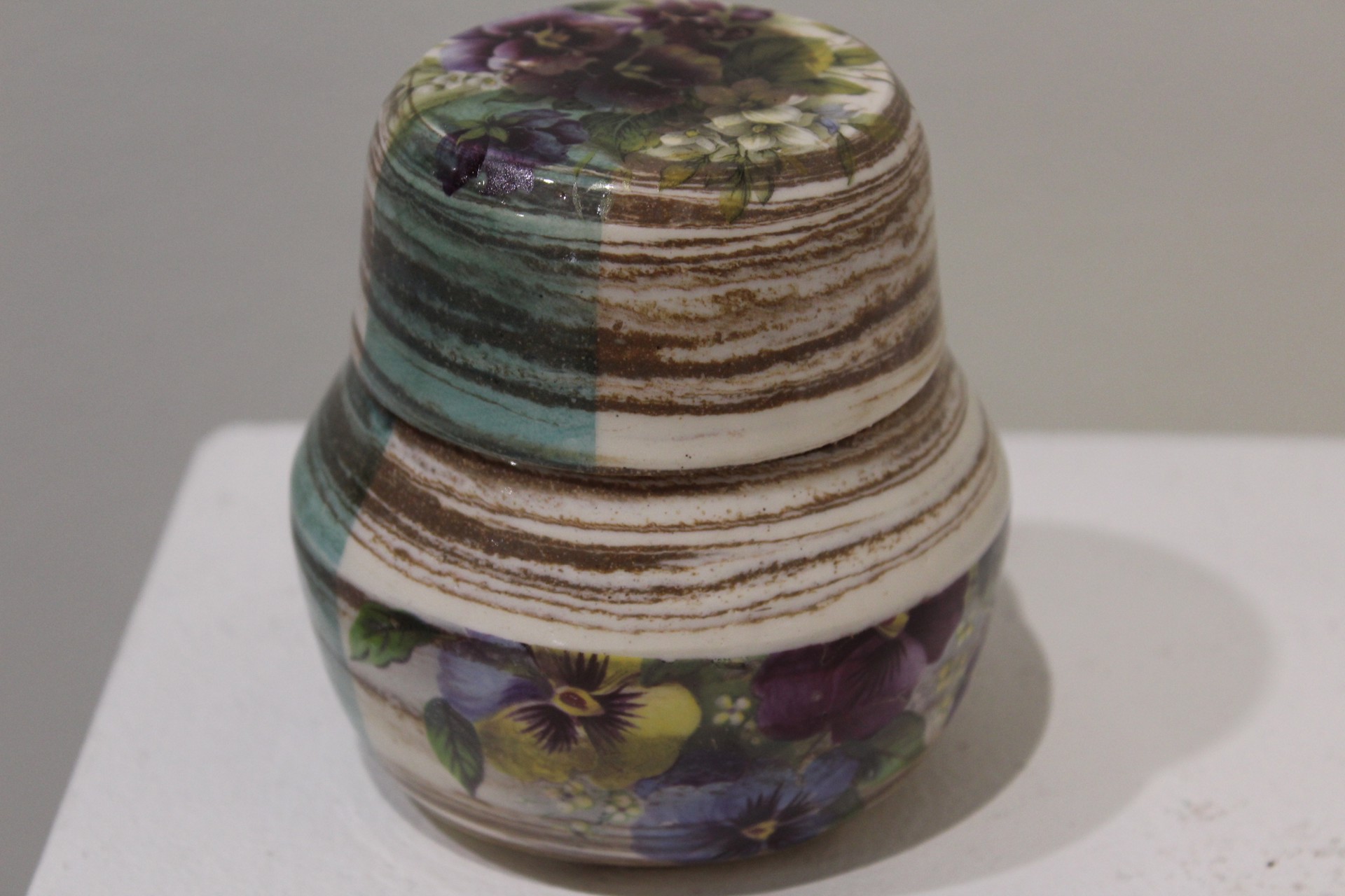 Small Lidded Jar with Flowers (Blue) by Kristen Kinnaley