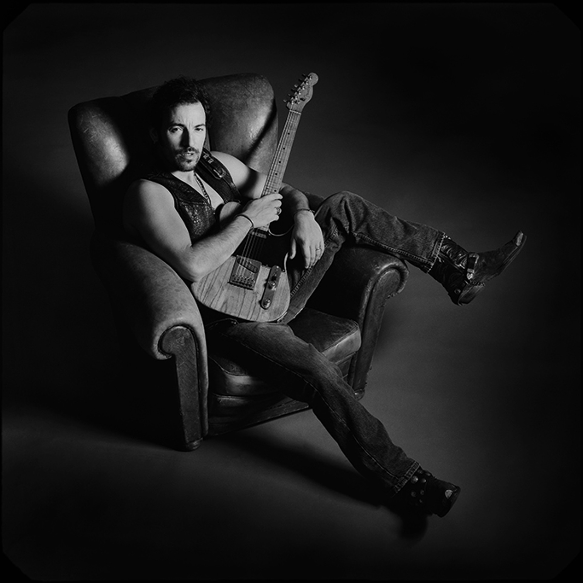 91152 Bruce Springsteen In Chair Polaroid F22 BW by Timothy White