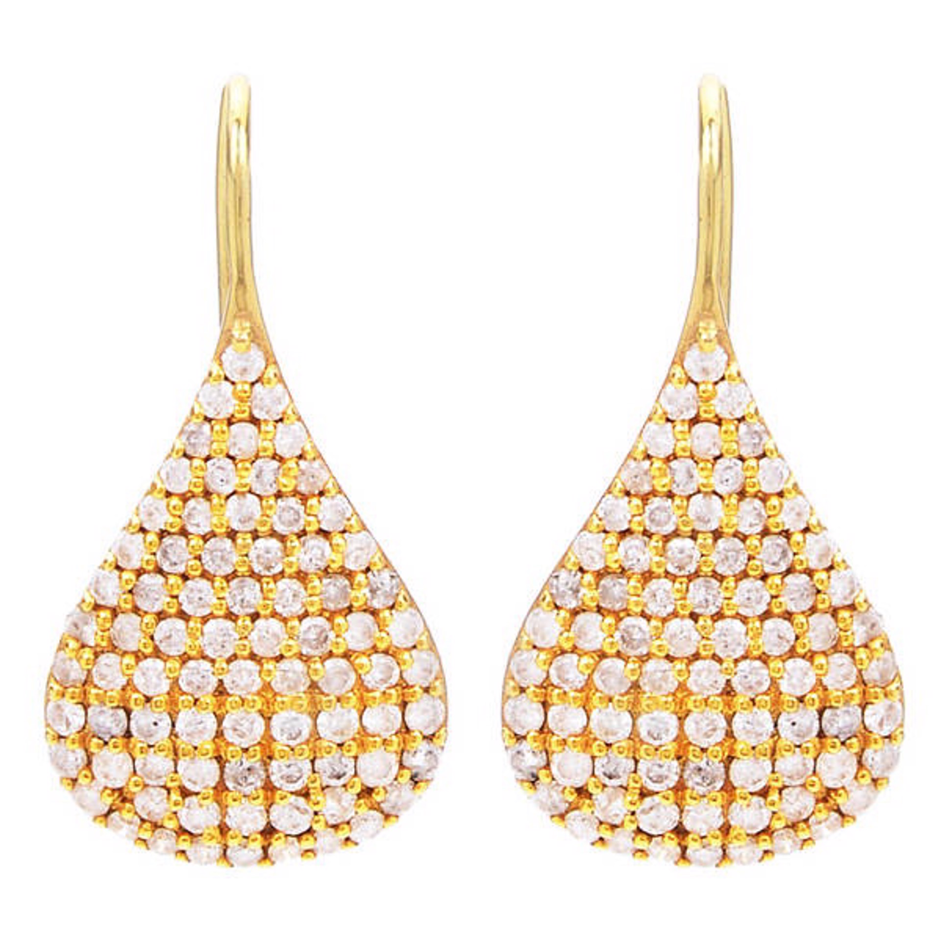 Diamond Gold Pave Pear Earrings by Lauren Harper