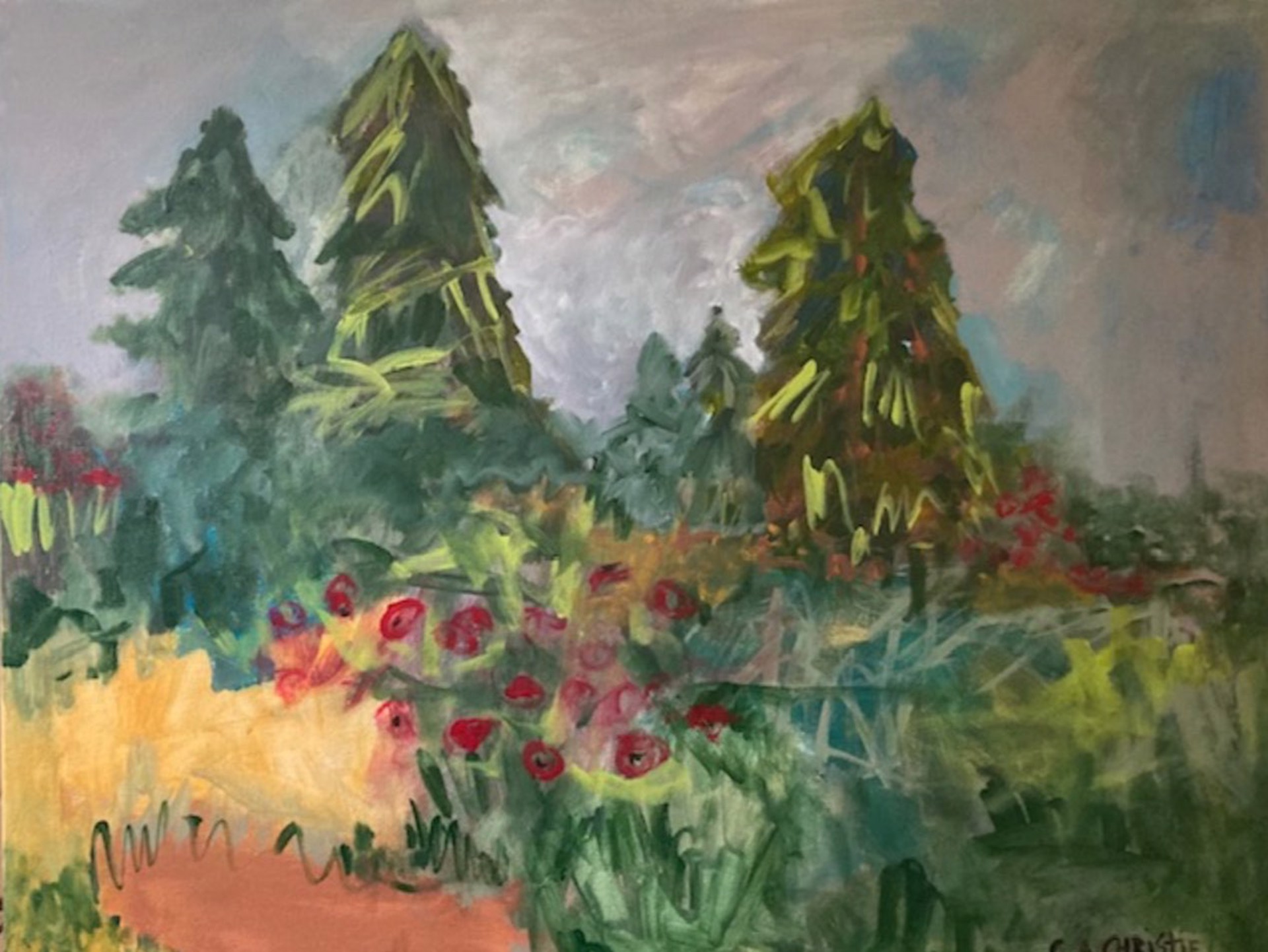Poppies and Pines by Carol Christie