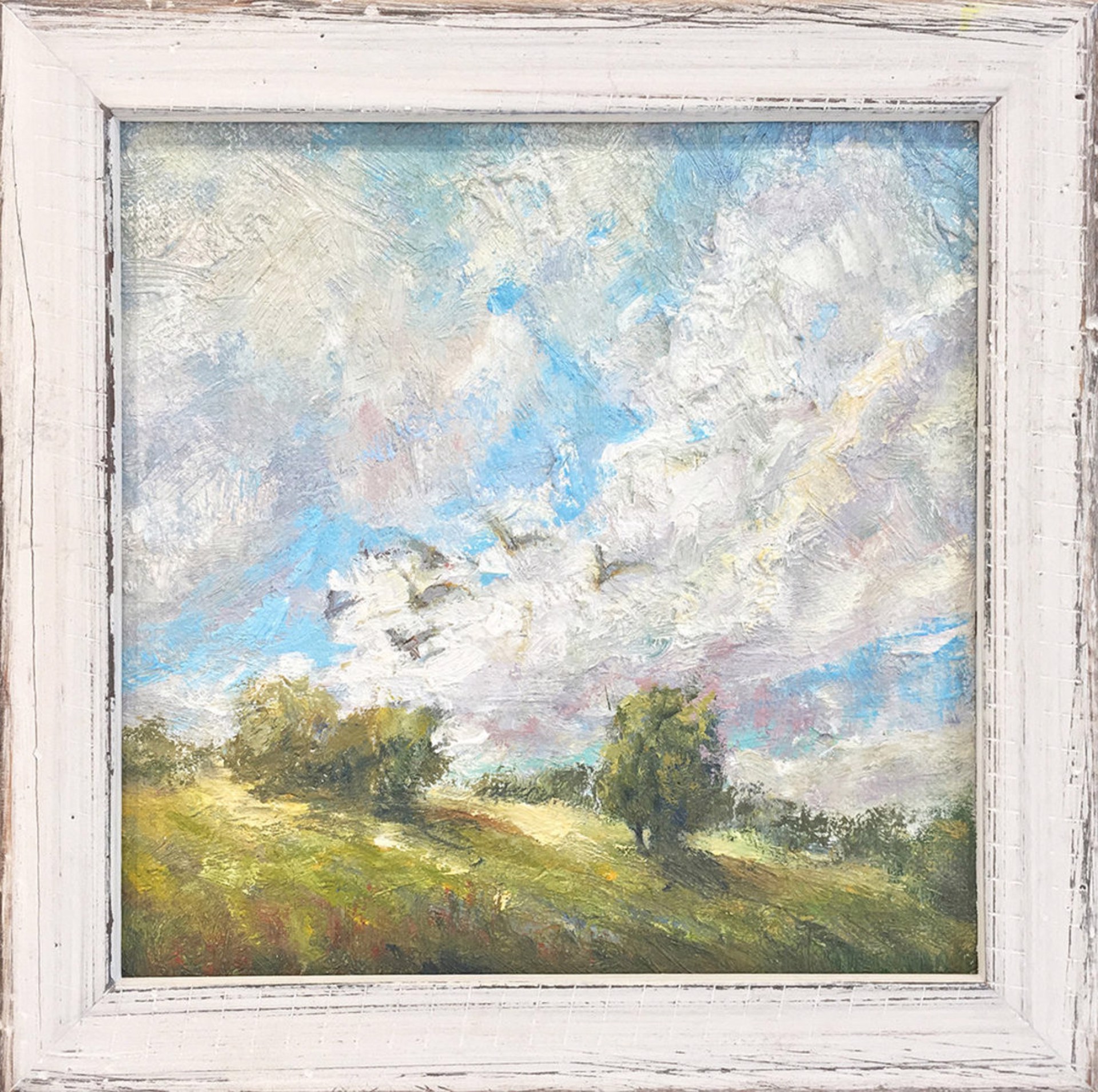 Farm Field with Clouds and Birds (L555) by Joan Horsfall Young