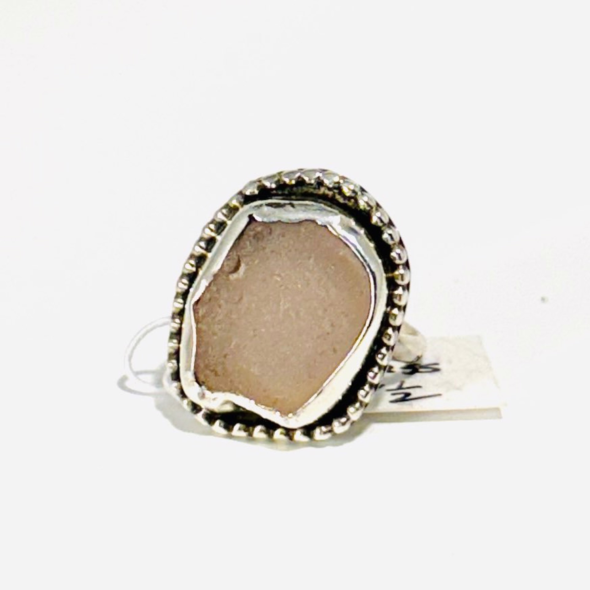 Sea Glass Ring, Pale Pink sz8.50 AB23-51 by Anne Bivens