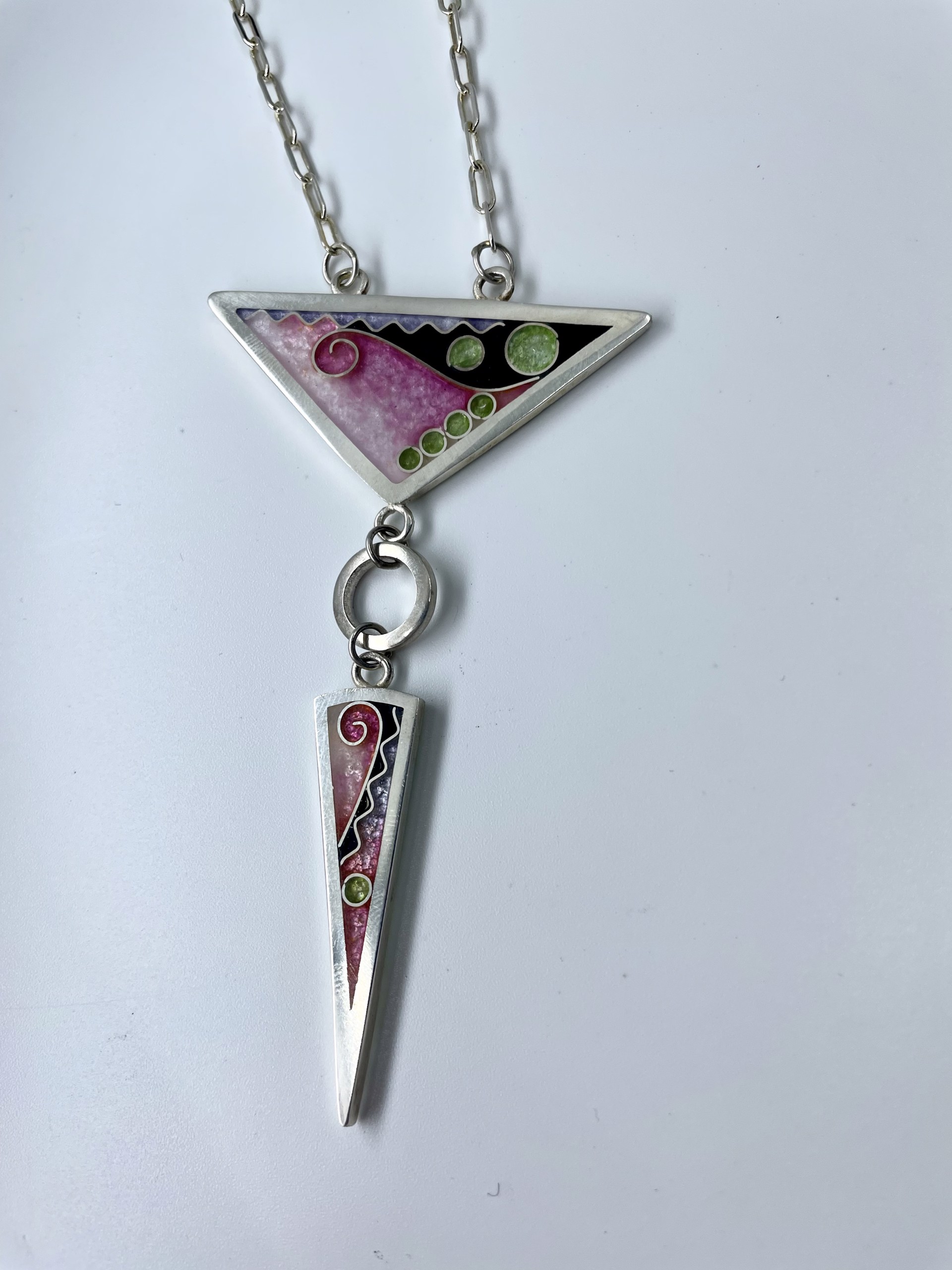 2740 Large Triangle and Long Triangle Necklace by Lanni