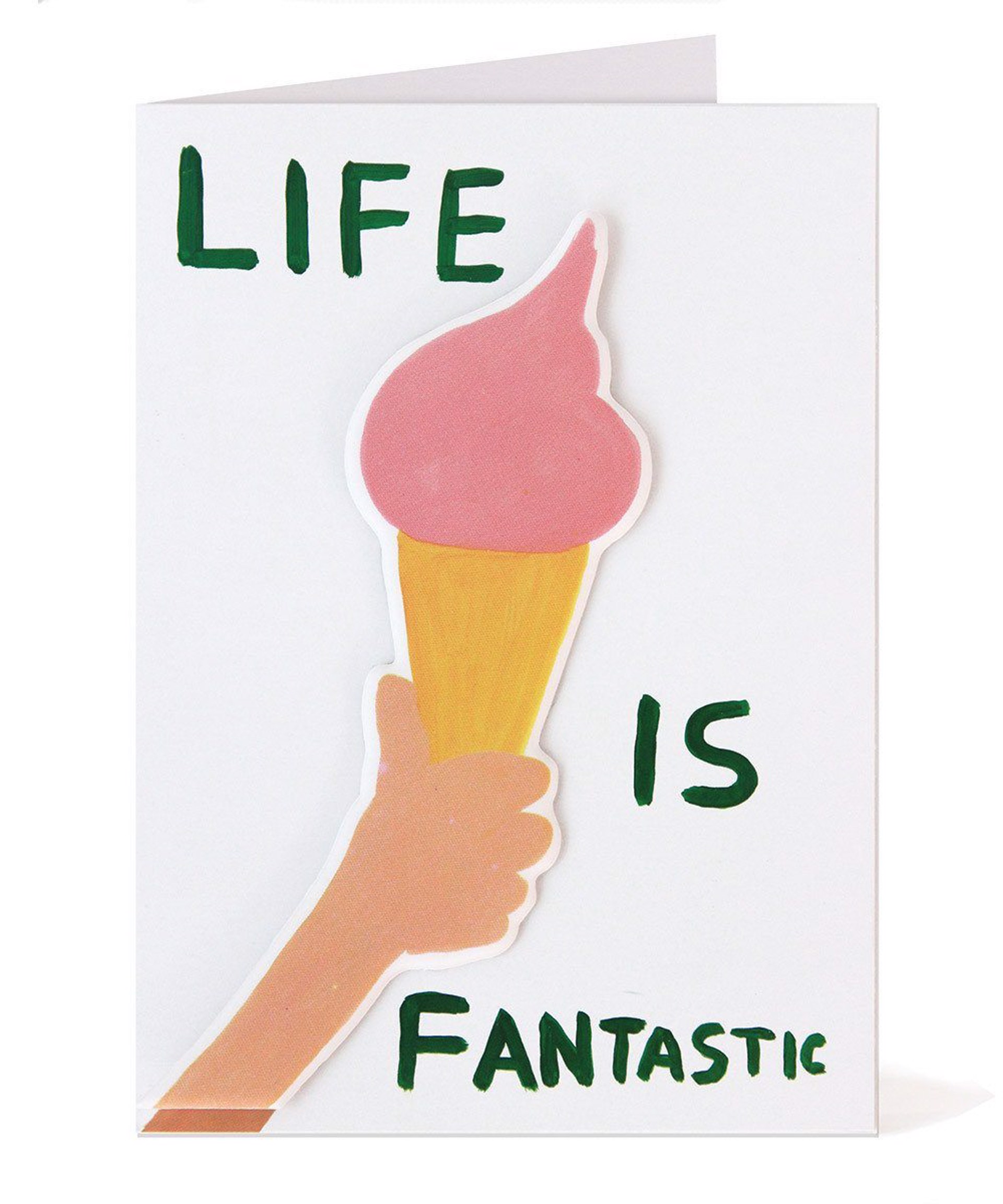 Life Is Fantastic Puffy Sticker Card by David Shrigley