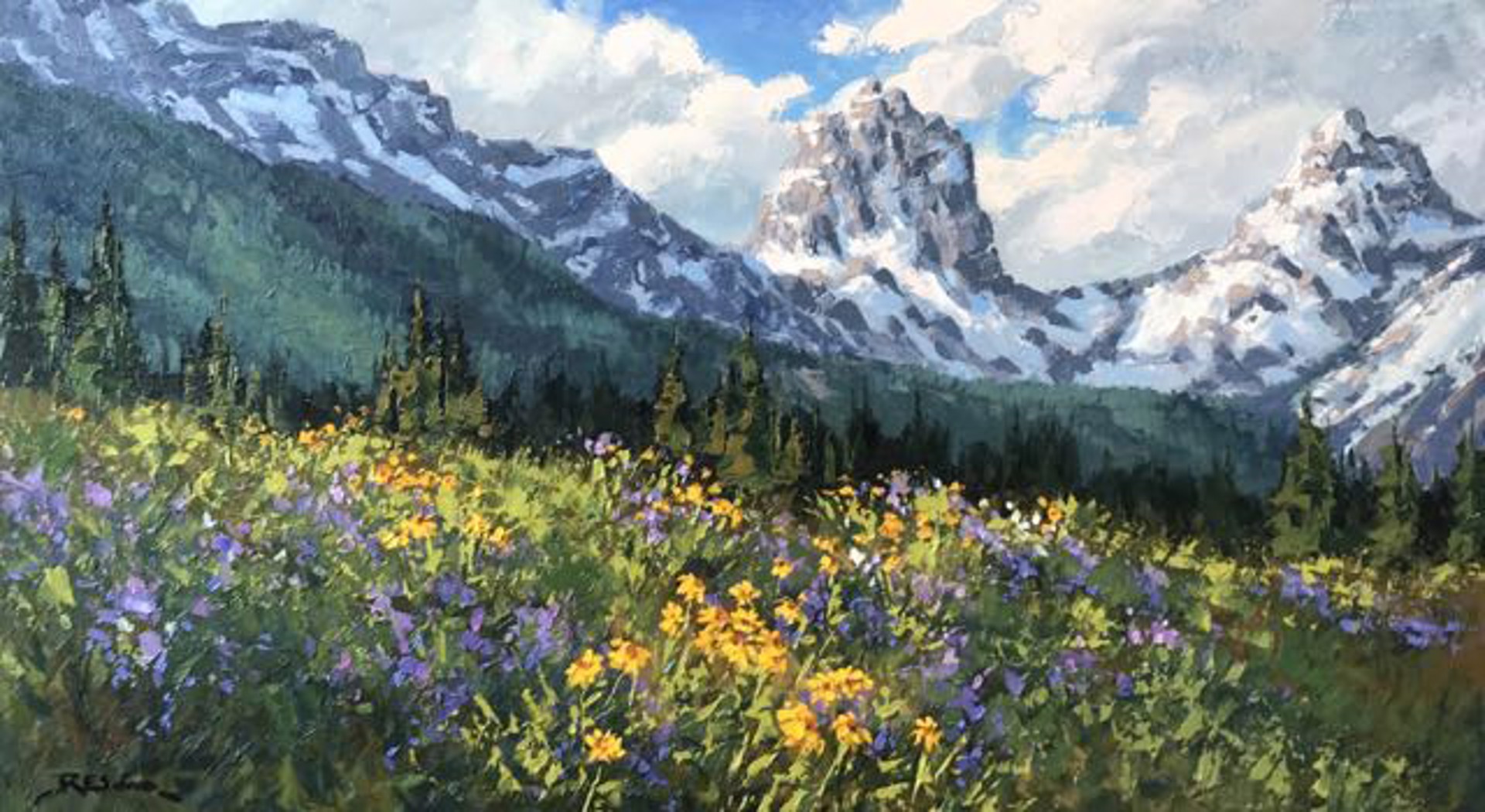 Meadow and Mount Louis by Robert E Wood