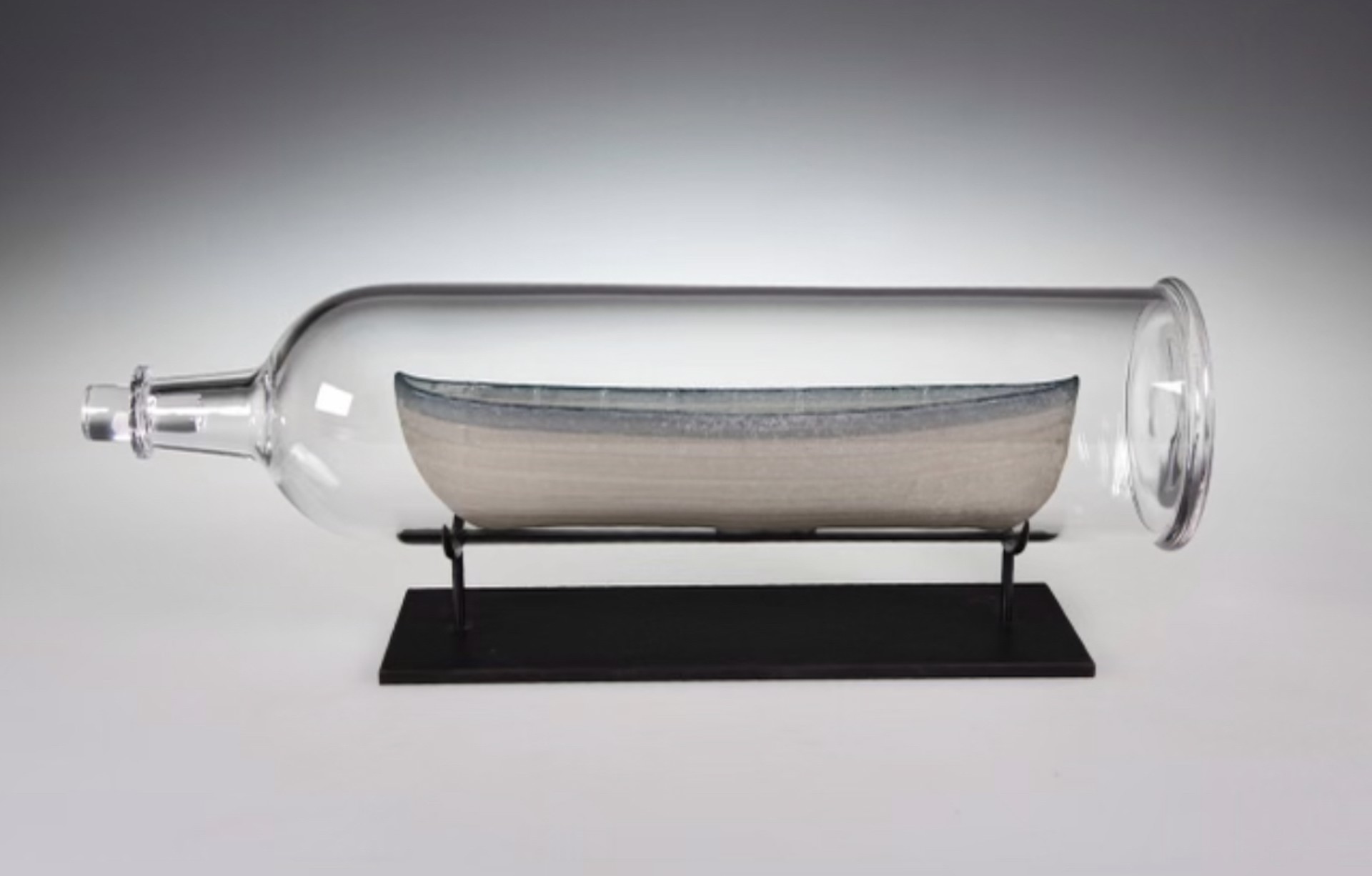 Lifeboat in a Bottle (Grey with Blue Rail) by Marc Petrovic
