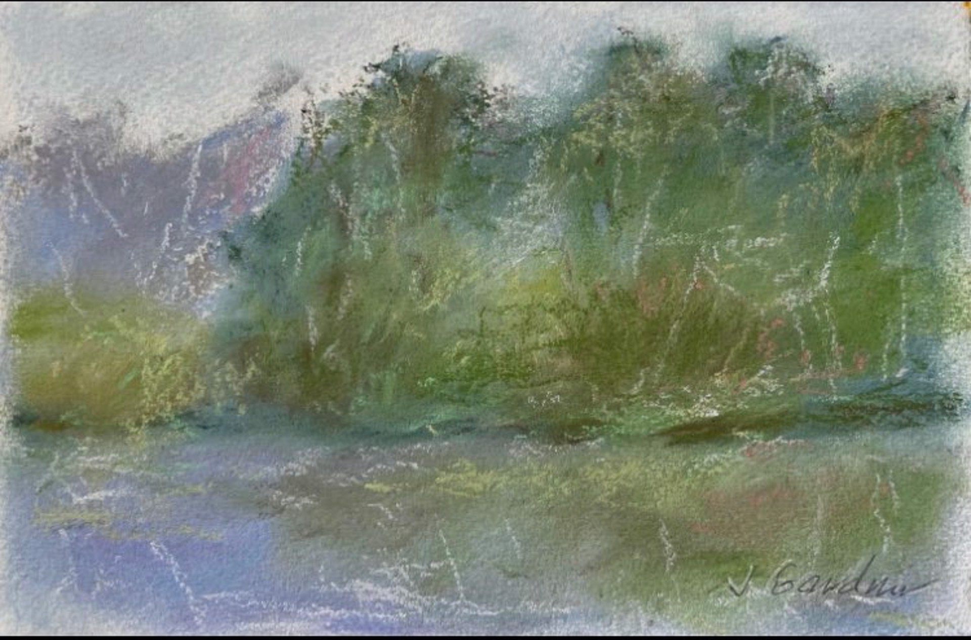 Dog River Landscape 2 (Framed) by Joy Gardner