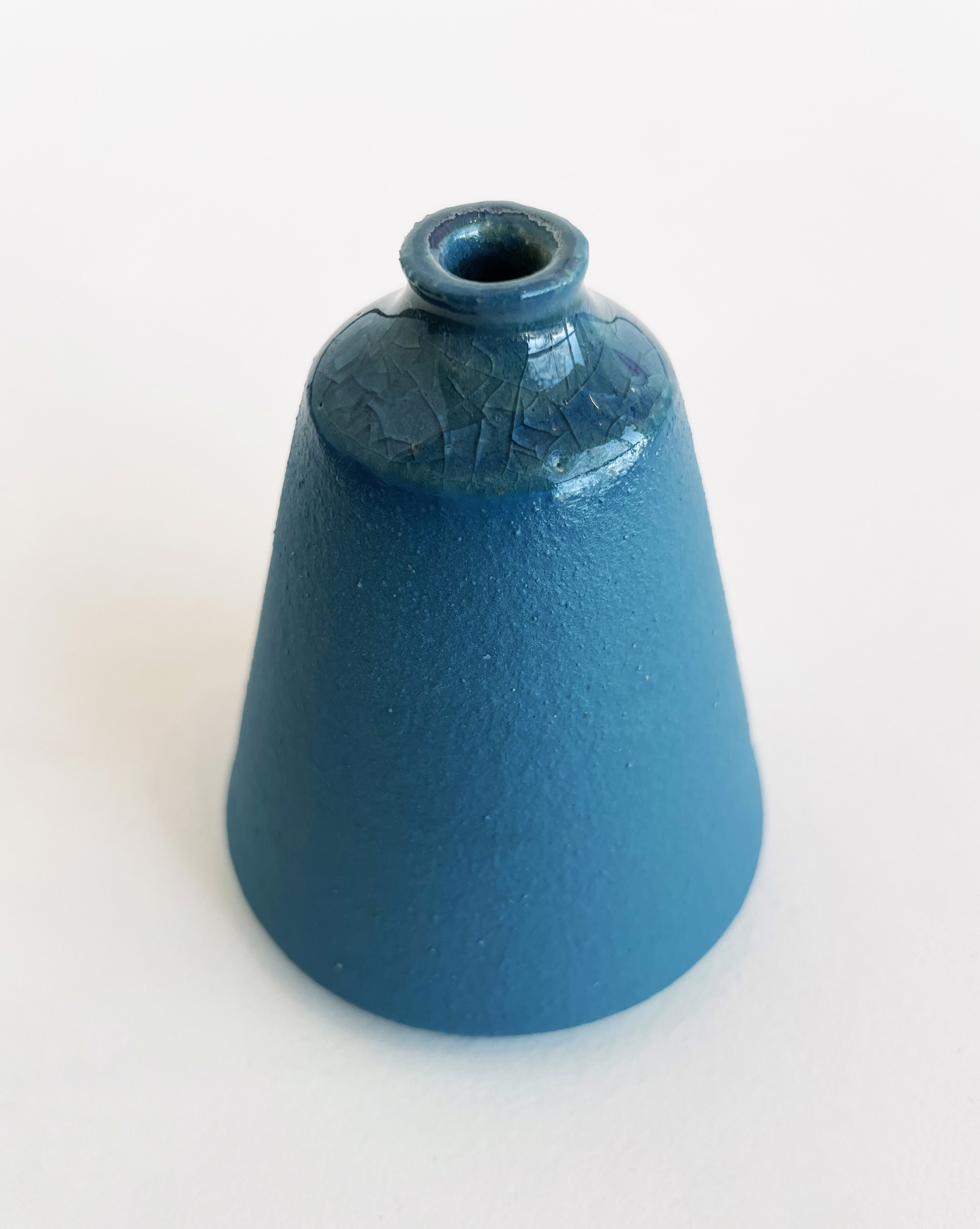 Turquoise Weed Pot with Crackle Glaze by Bean Finneran
