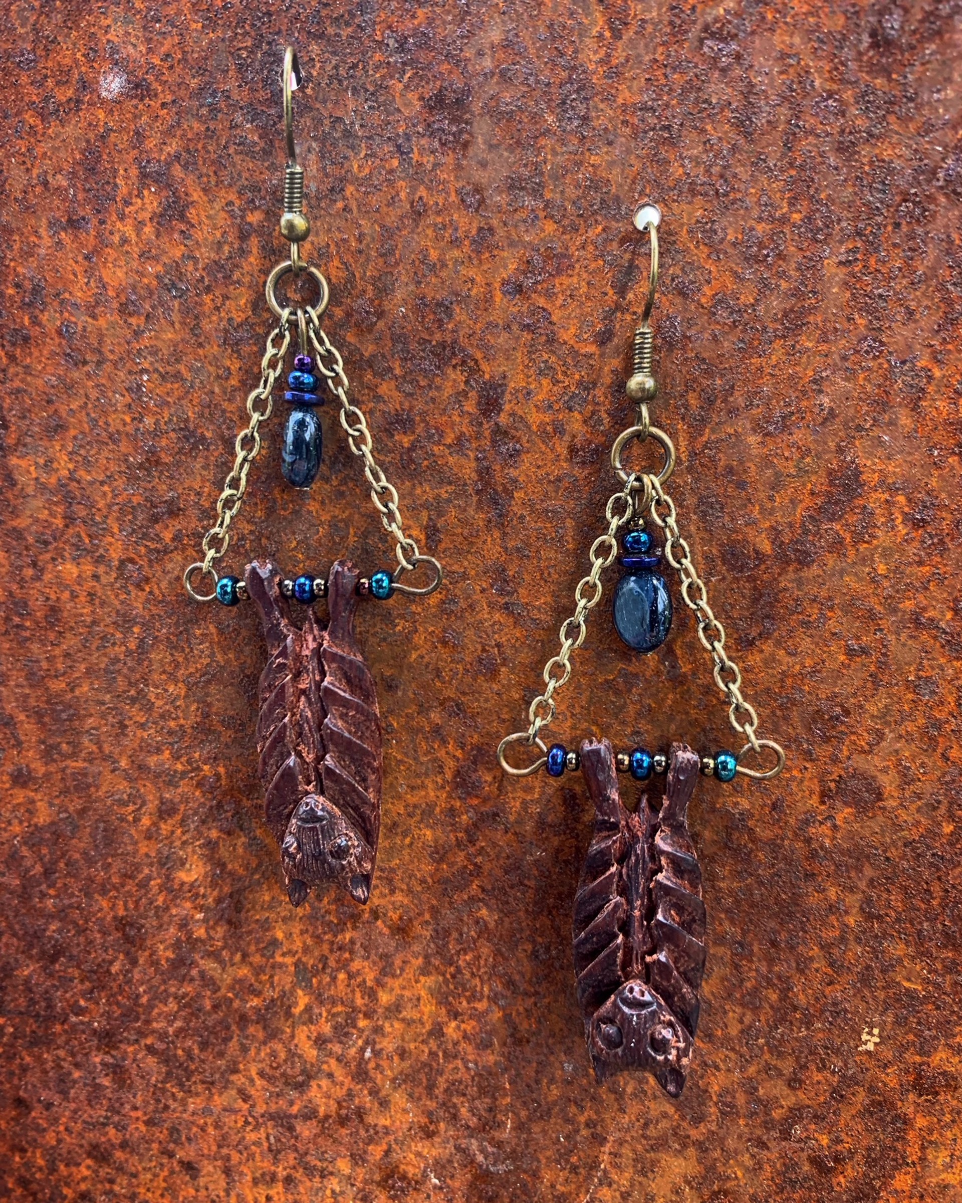 827 Sono Wood Bat Earrings by Kelly Ormsby