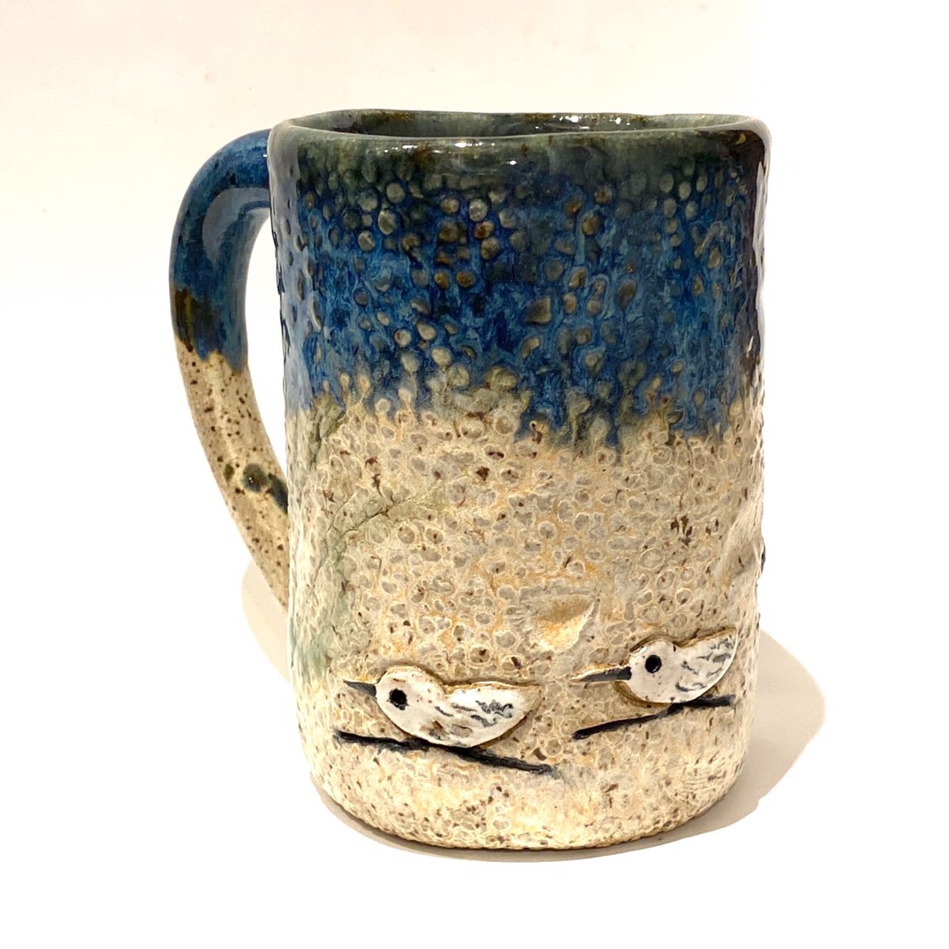 LG23-947 Sandpiper Mug (Blue Glaze) by Jim & Steffi Logan