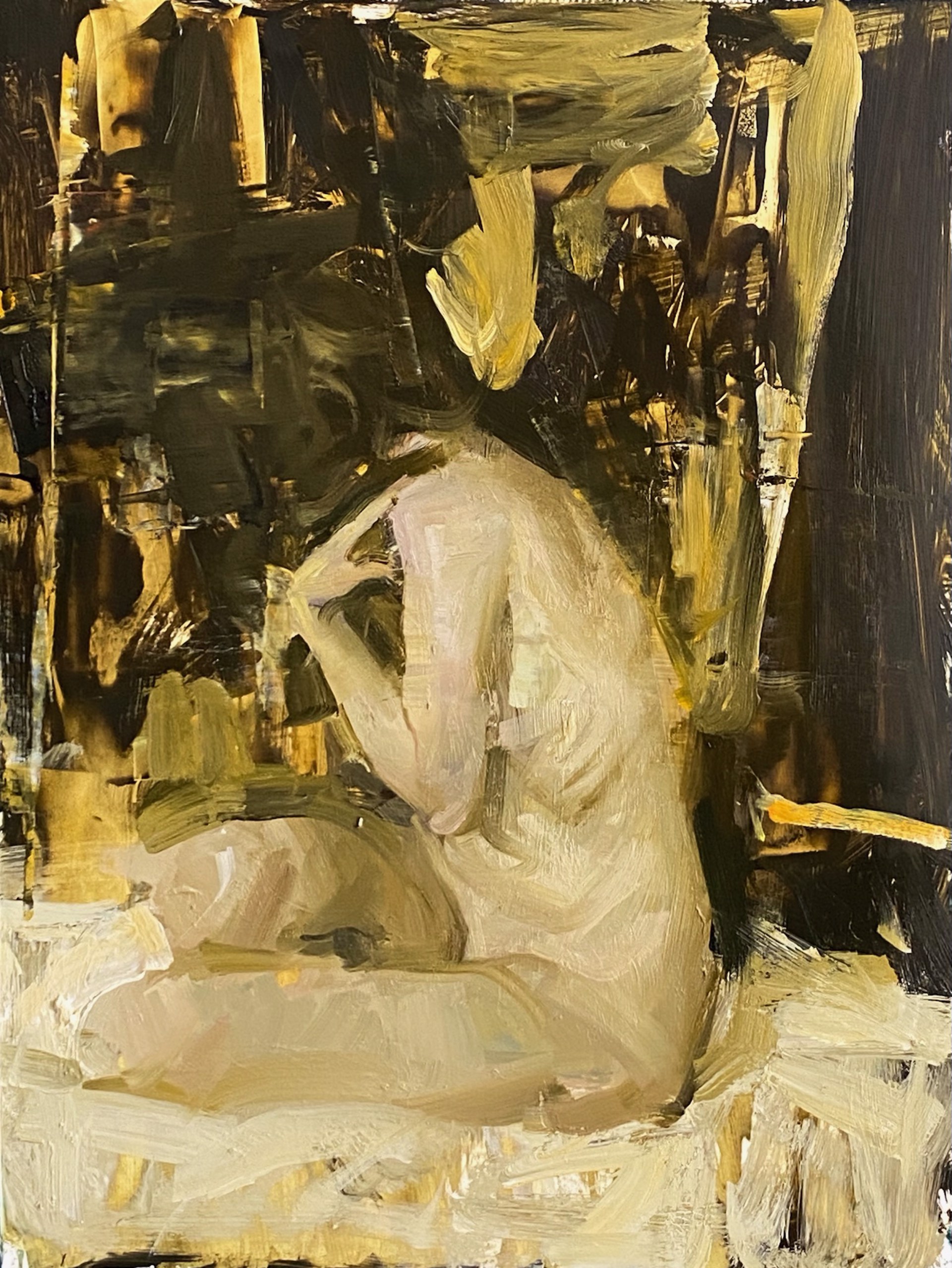 Figure in Gold Abstraction by Quang Ho