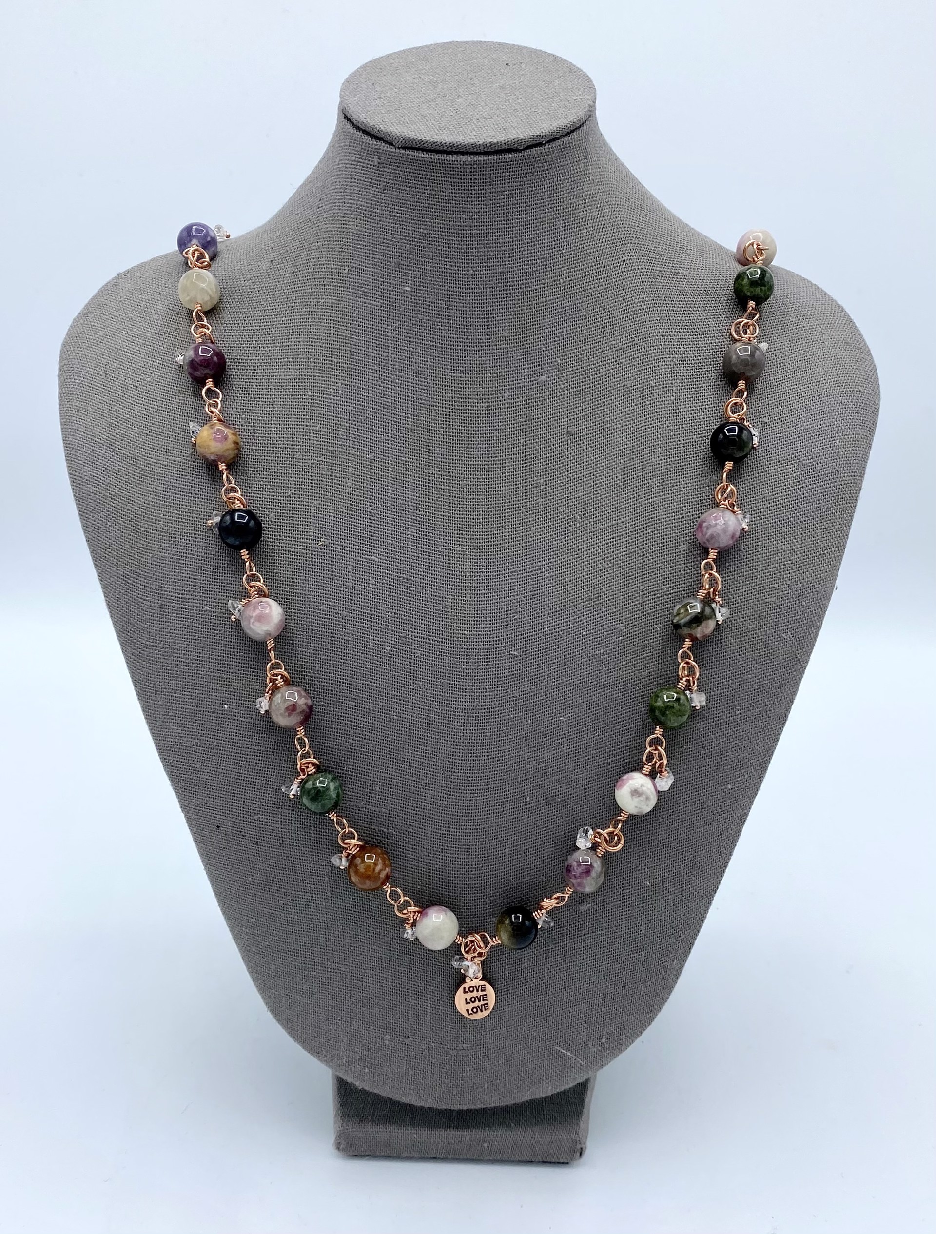 Multicolor Tourmaline with Herkimer Diamond Necklace by Emelie Hebert