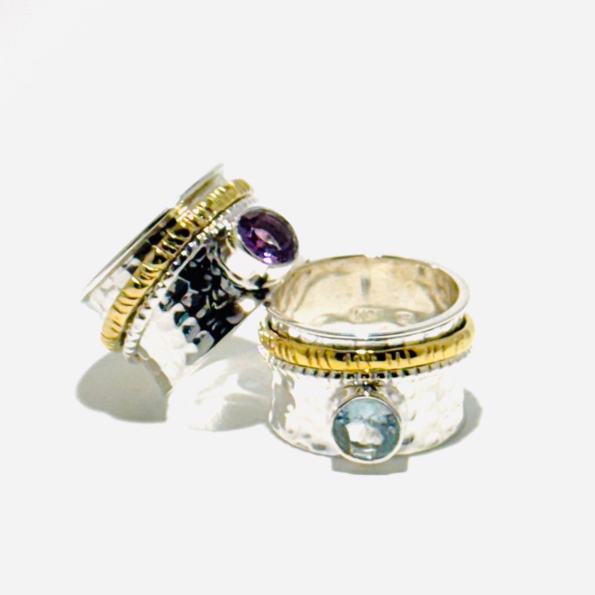 Amethyst, Blue Topaz Spin Ring LIMITED SIZES MONSR-3136 by Monica Mehta