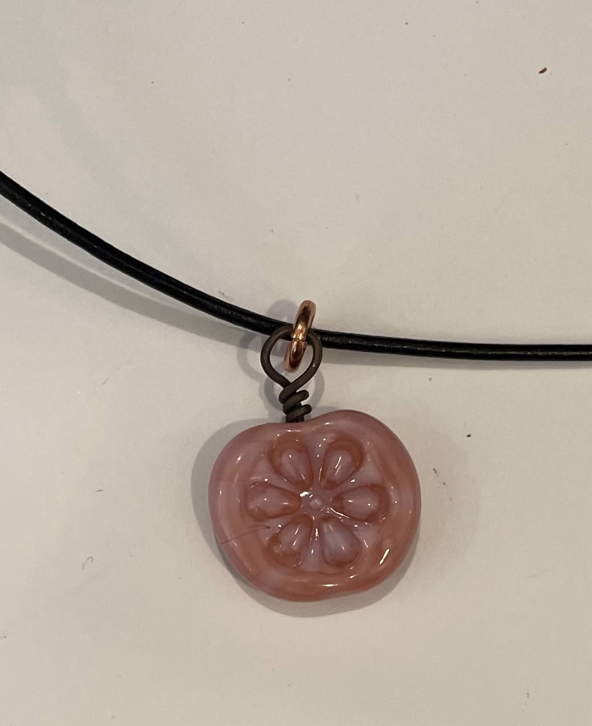 Pink Flower Stamped Necklace by Emelie Hebert