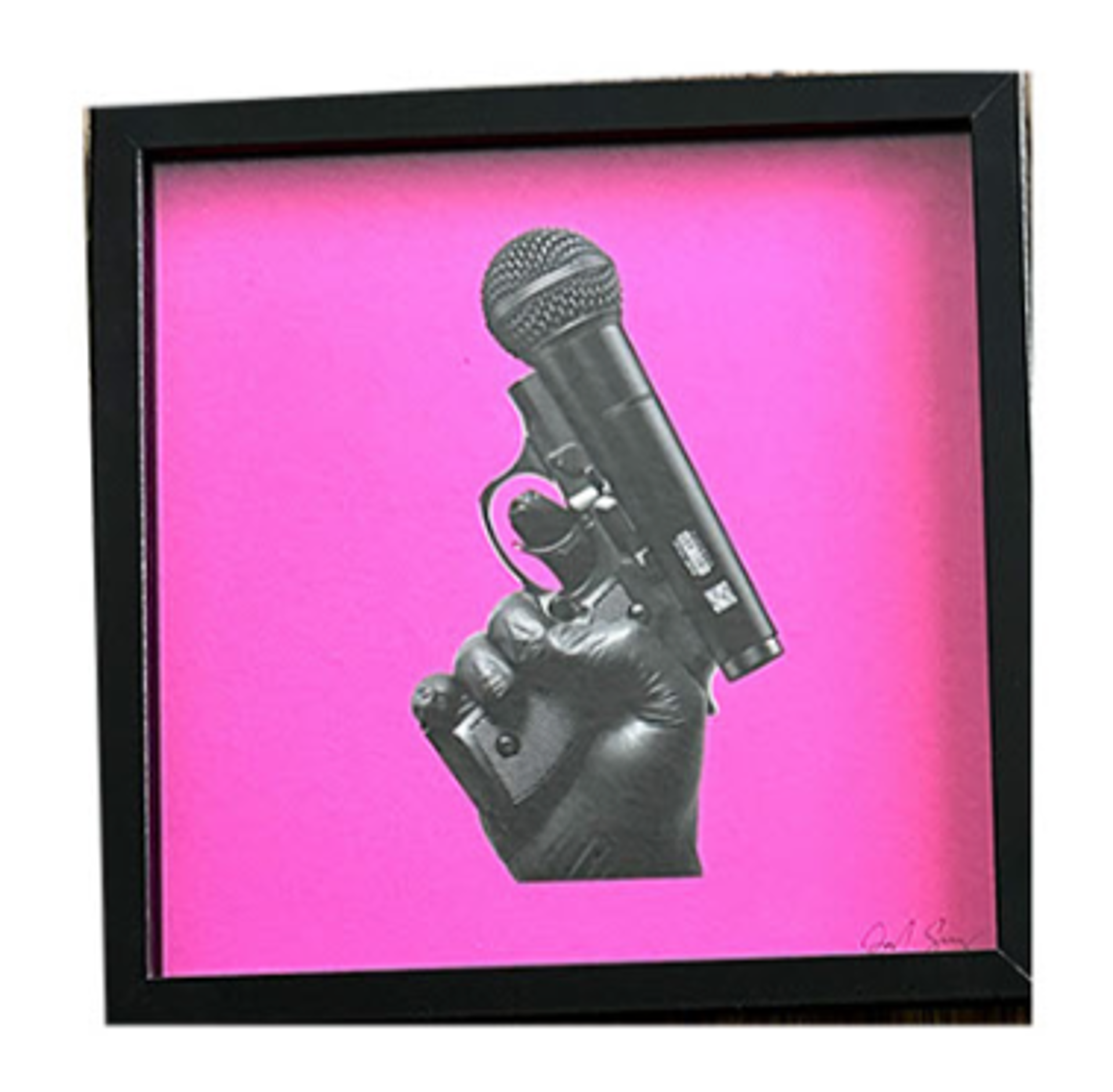 The Tongue is Mightier Than the Gun (pink & black) by David Schwartz