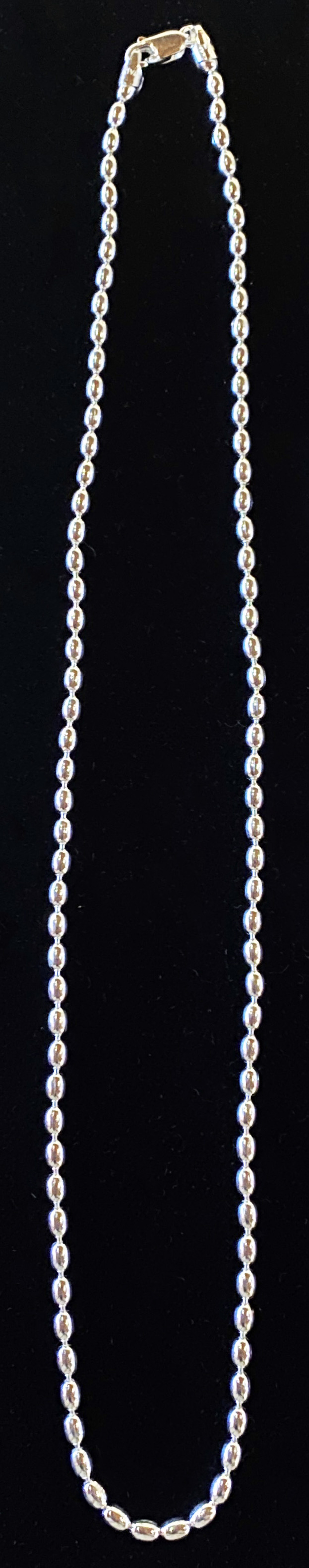 Oval Bead Silver Necklace by Artist Unknown