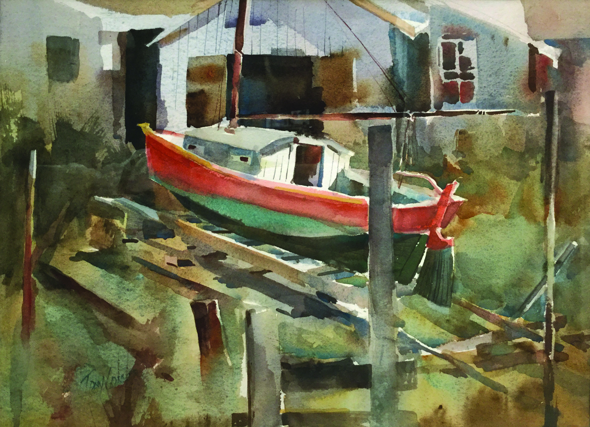 Red & Green Boat by Tony Conner