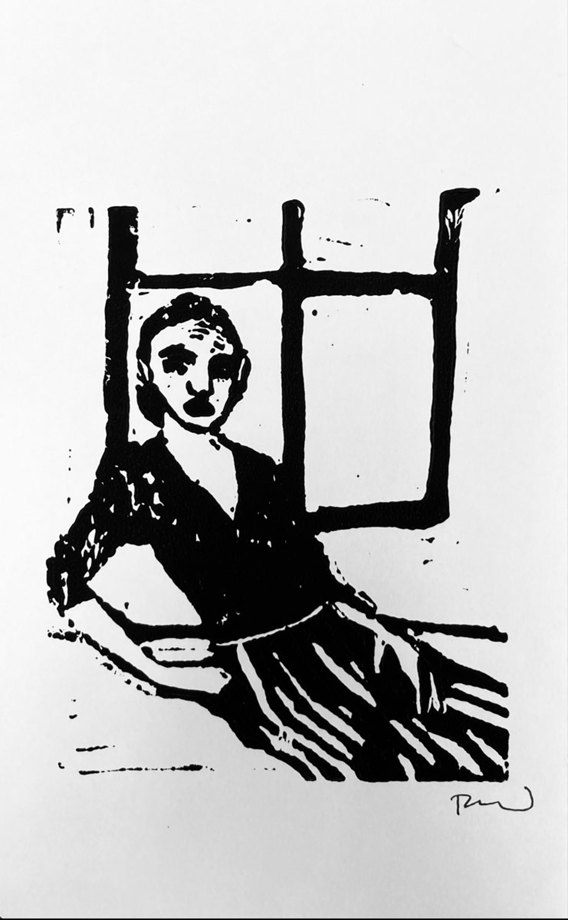 Window Seat (Linocut Series) by Rachel Warner