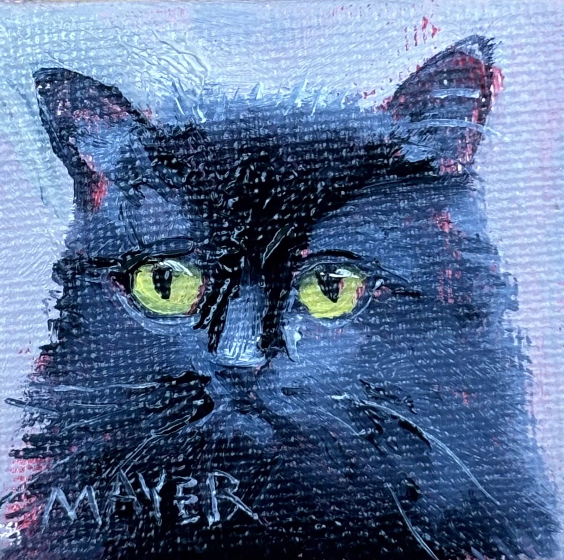 Black Cat Mini Painting by Maggie Mayer
