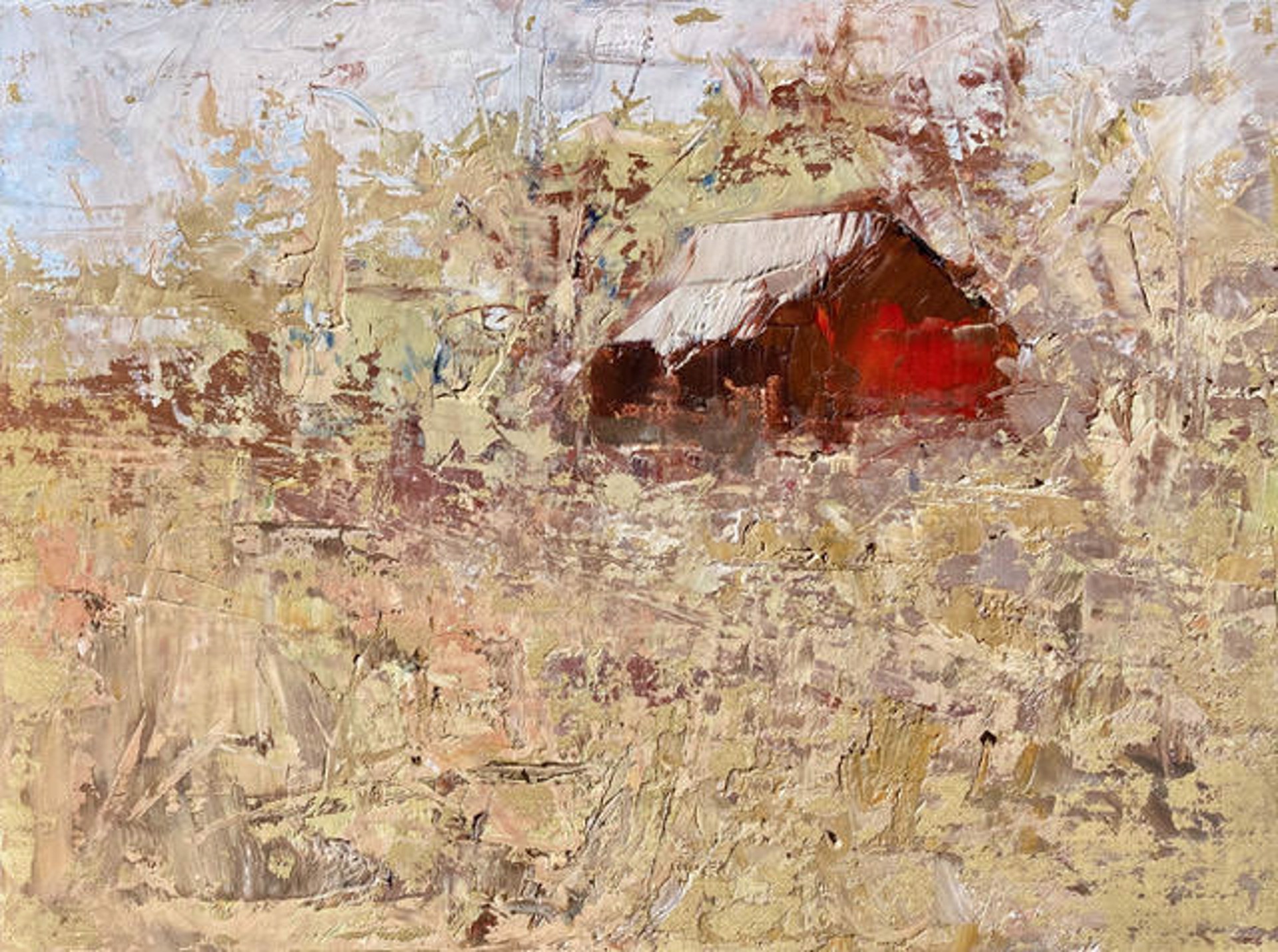 Red Barn in Ochre Field by Sandra Pratt