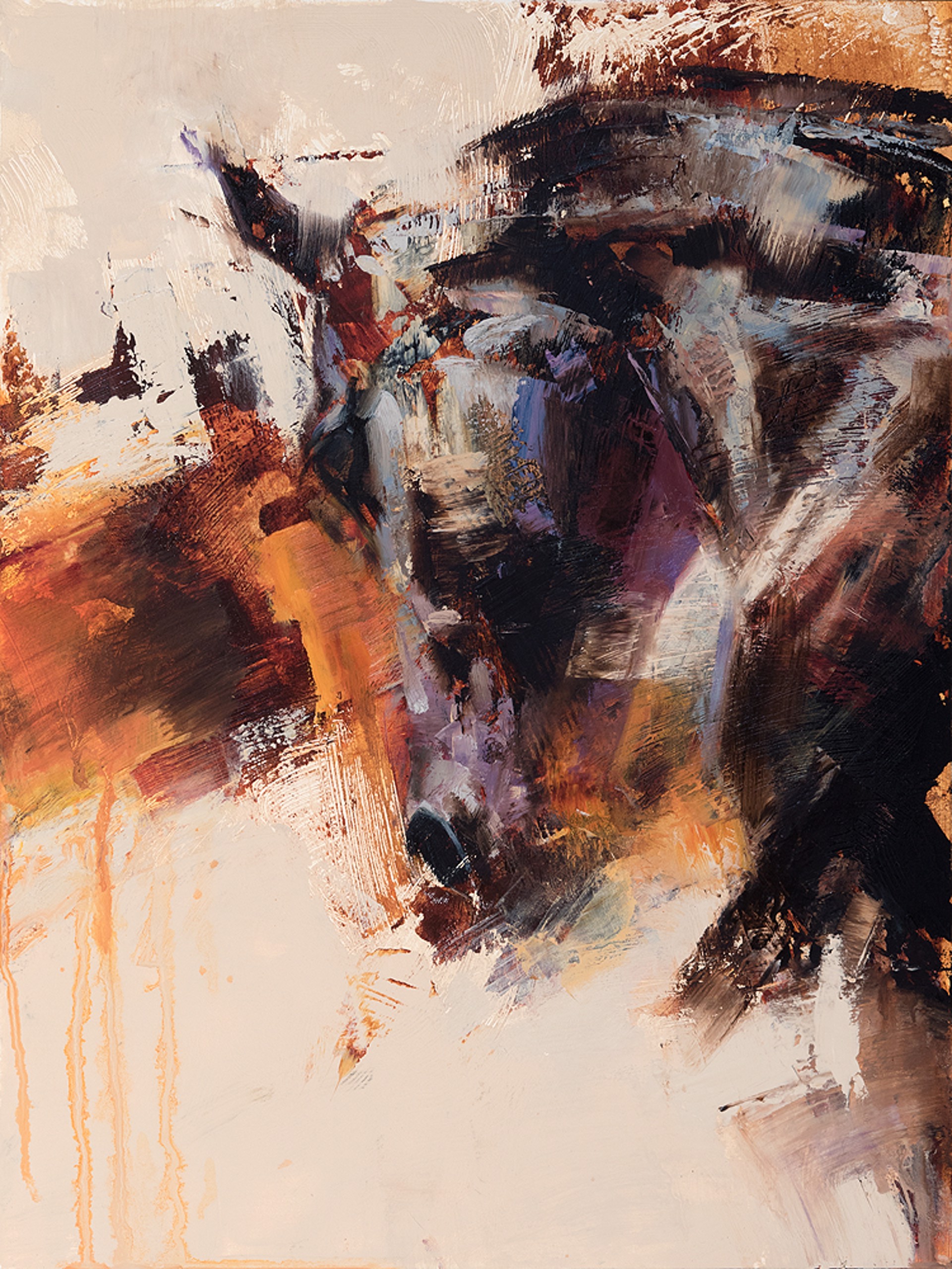 An Original Painting Of A Profile View Of A Horses Head In A Abstract Contemporary Style Featuring Large Brush Strokes, By Julie Chapman