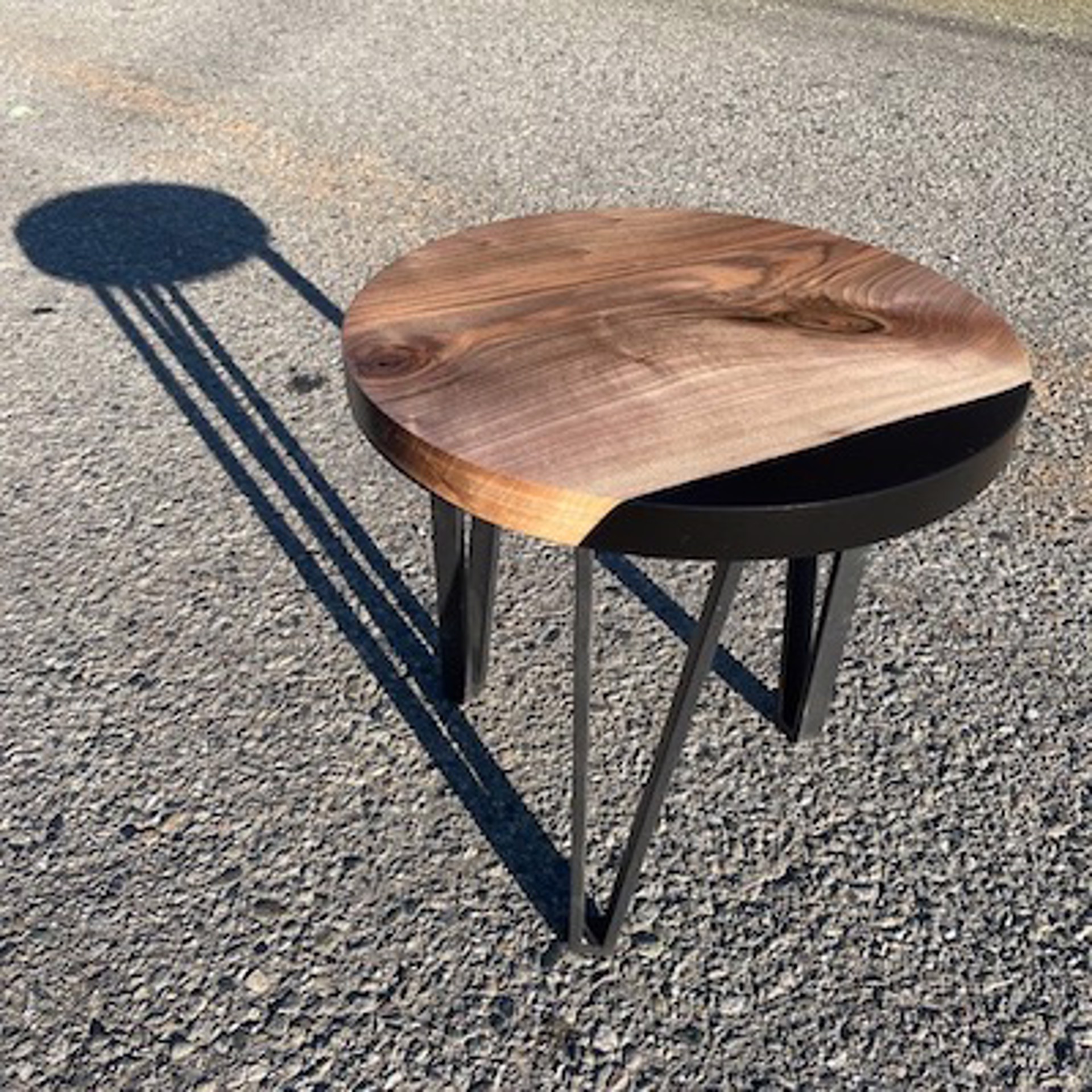 English Walnut and black resin side table by Benjamin McLaughlin