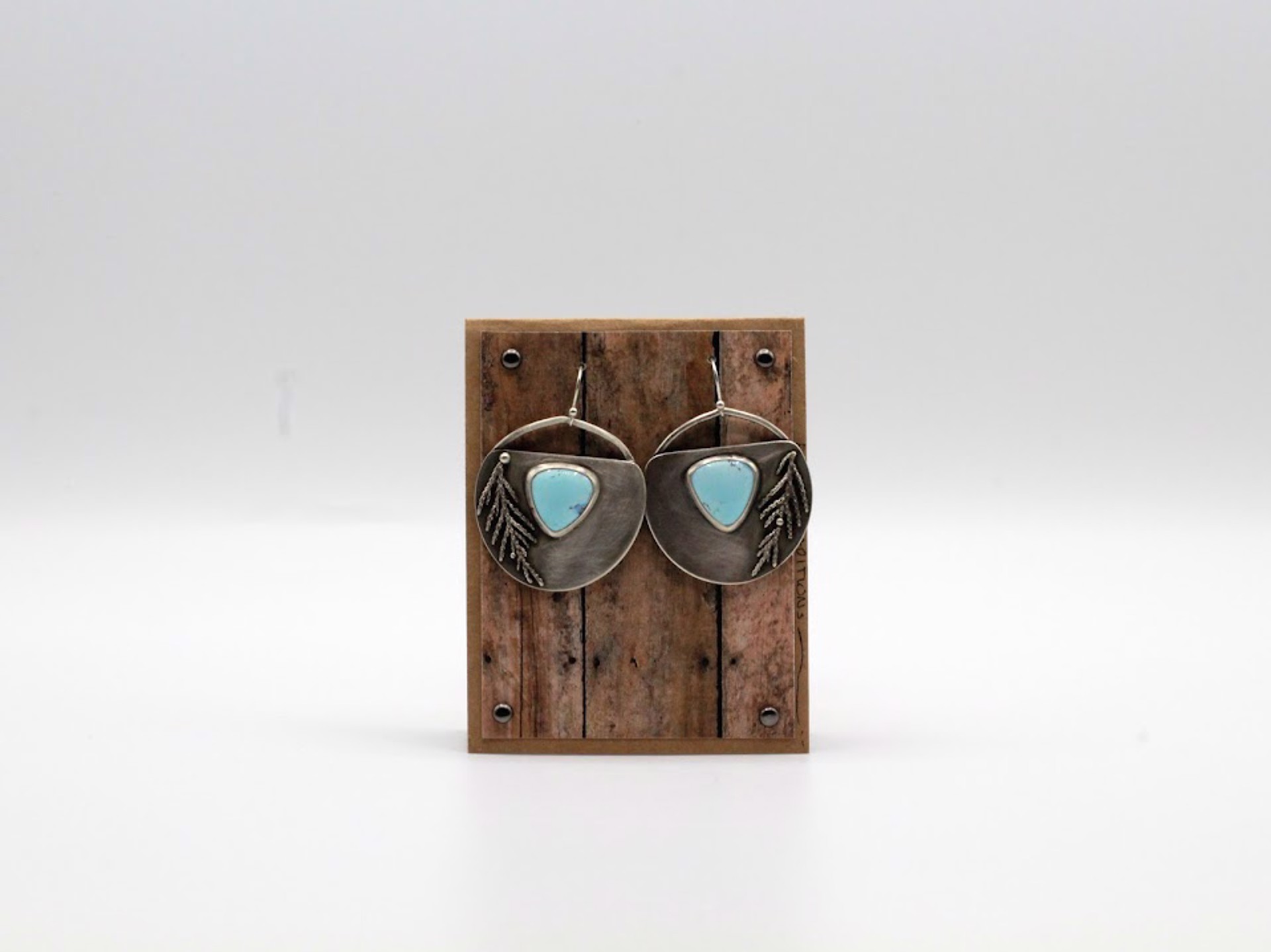Golden Hills Turquoise  with Cast Juniper Earrings - Sterling by Ashley Hanna