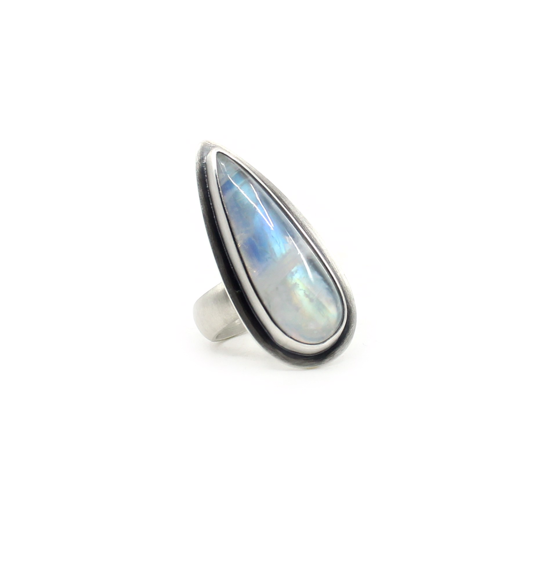 Rainbow Moonstone Pointed Ring by Silicate & Silver