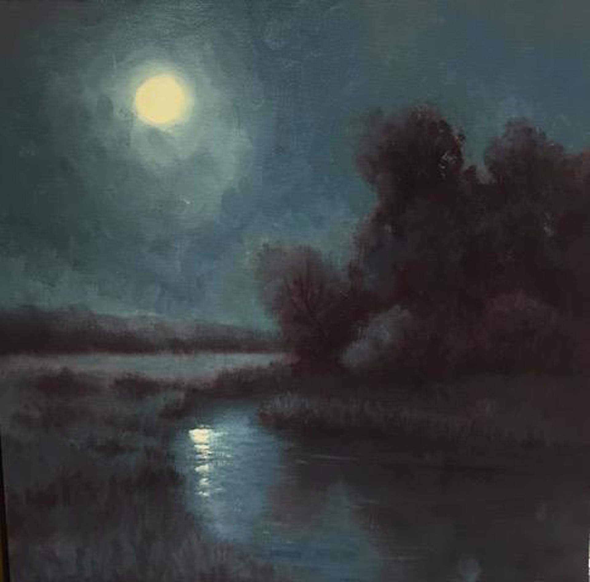 Moonrise Over the Pond by Deborah Paris