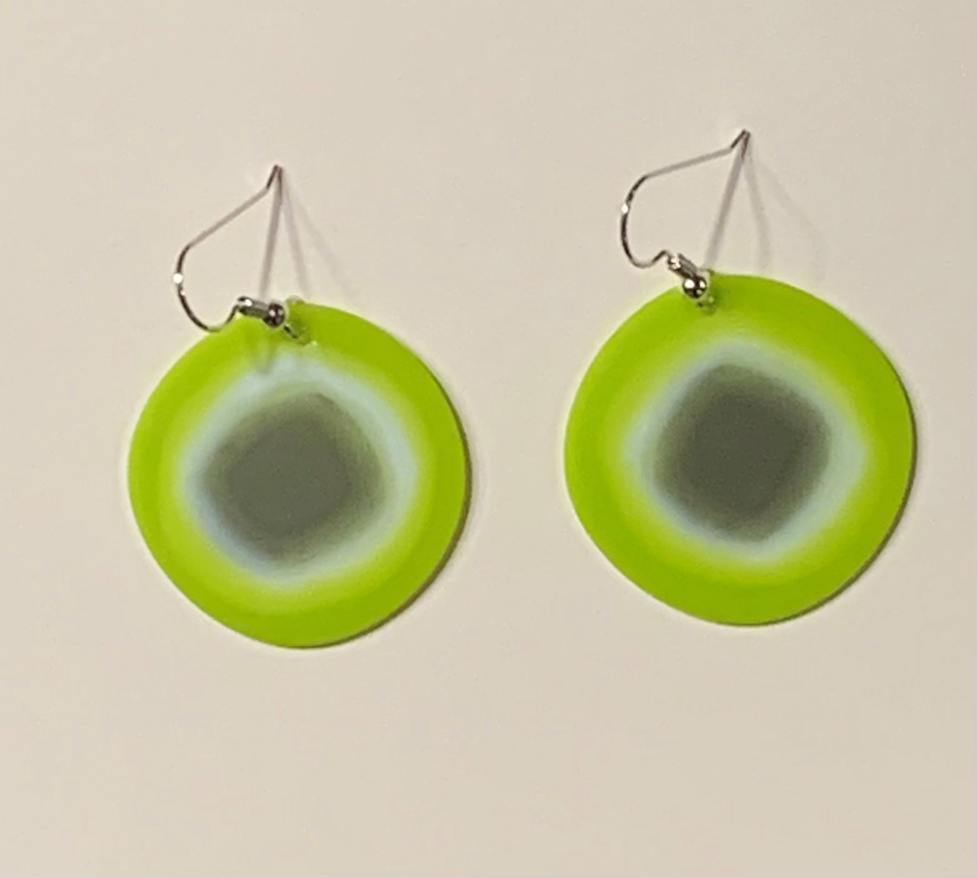 Compressed Glass Earrings in Spring Green by Chris Cox