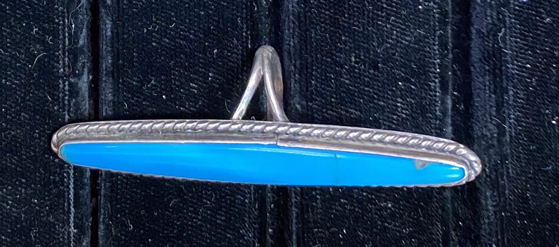 Turq. silver ring-long thin stone KB006 by Karen Bell