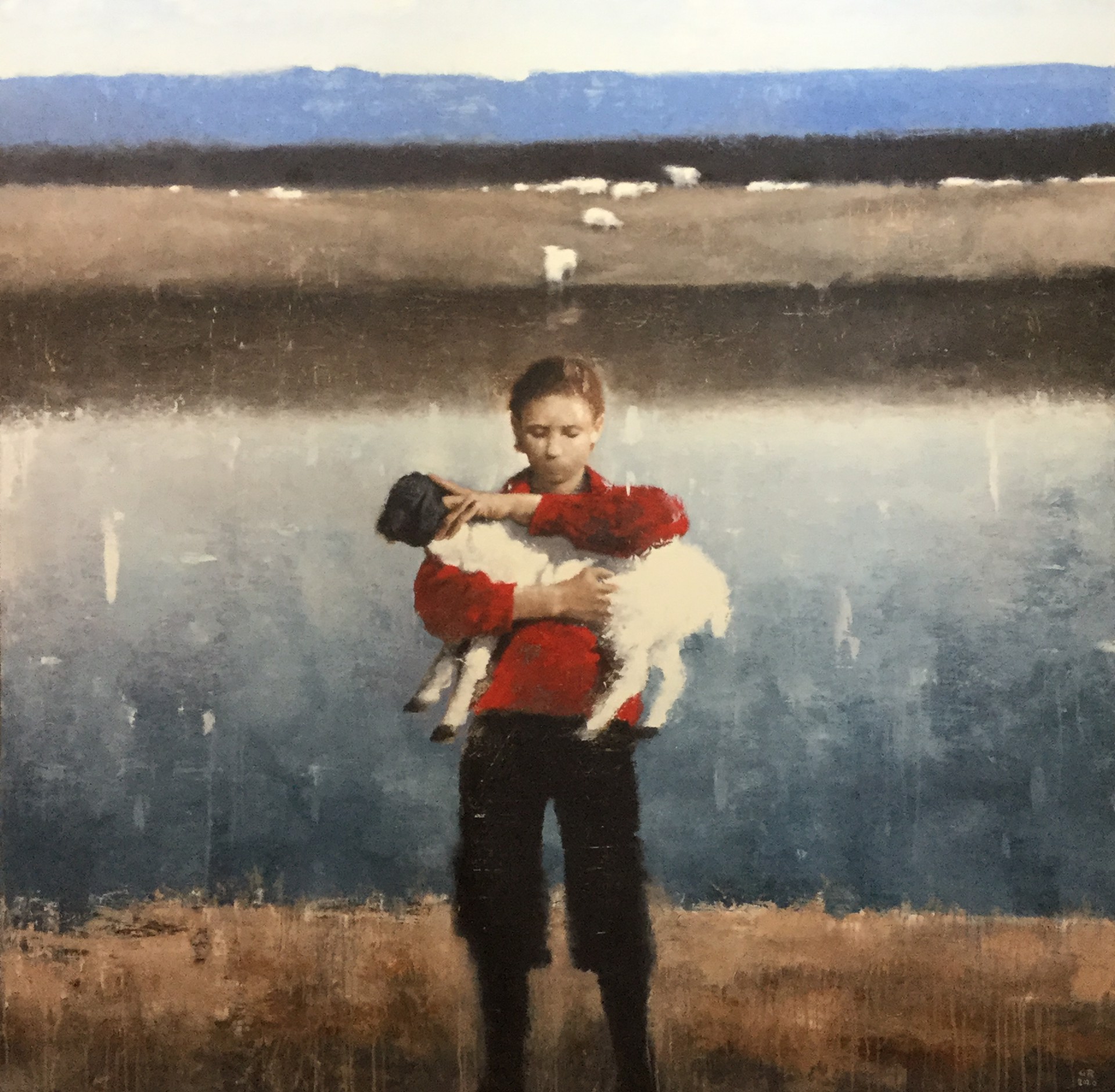 Safe, boy with lamb by Gary Ruddell