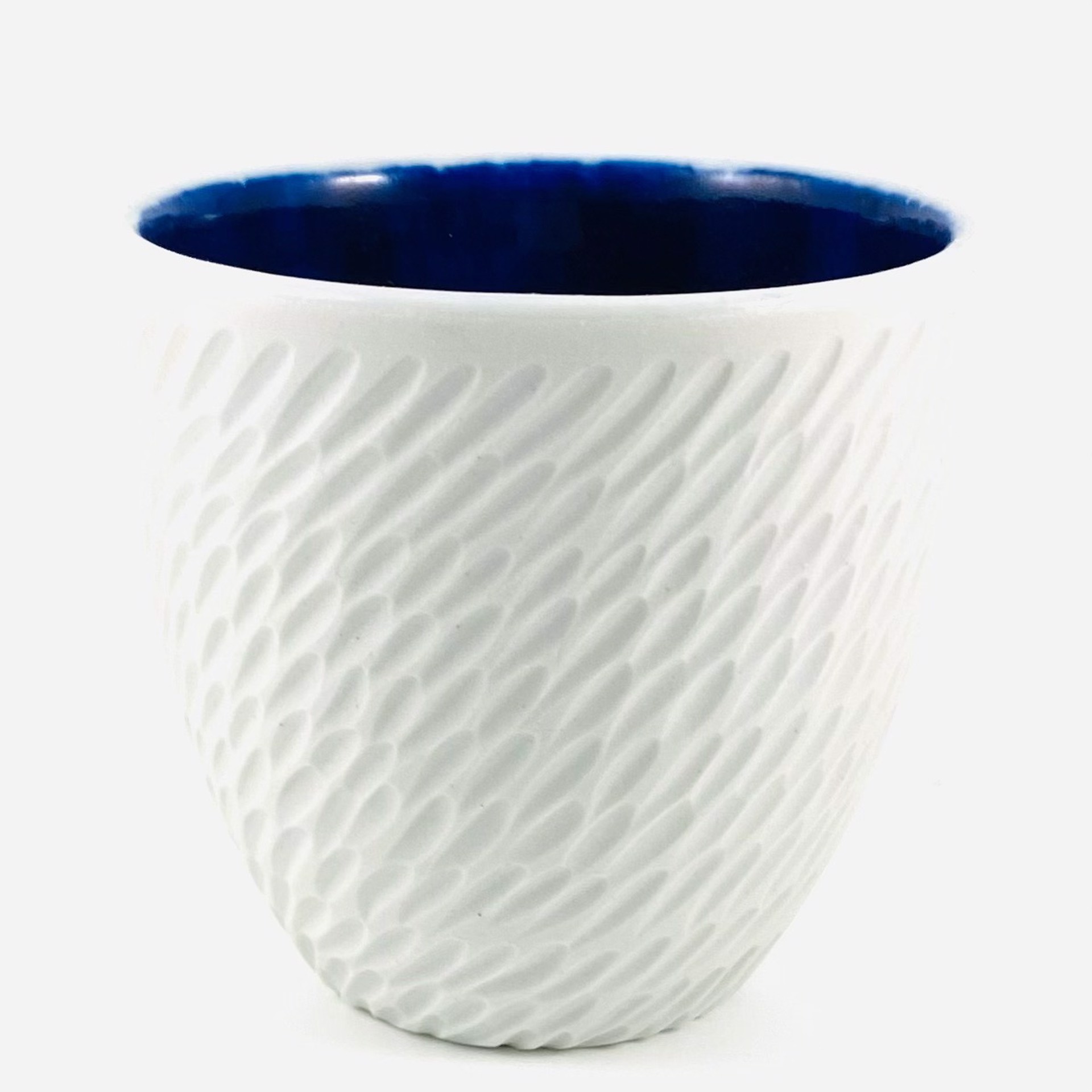 Textured Cup with Cobalt Blue Glazed Interior AJ21-6 by Ann John
