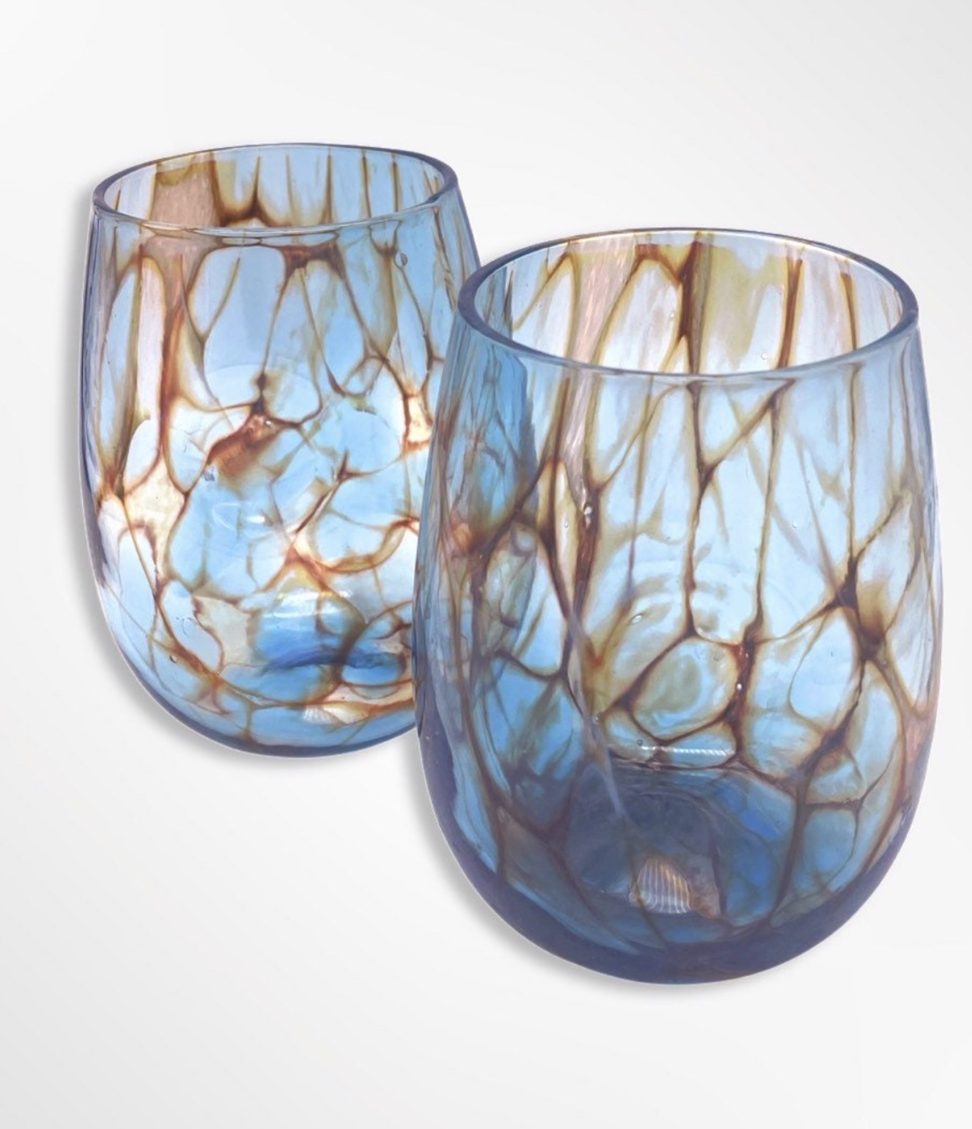 Blue Stemless Wine Glass priced per each by Ben Greene-Collonese