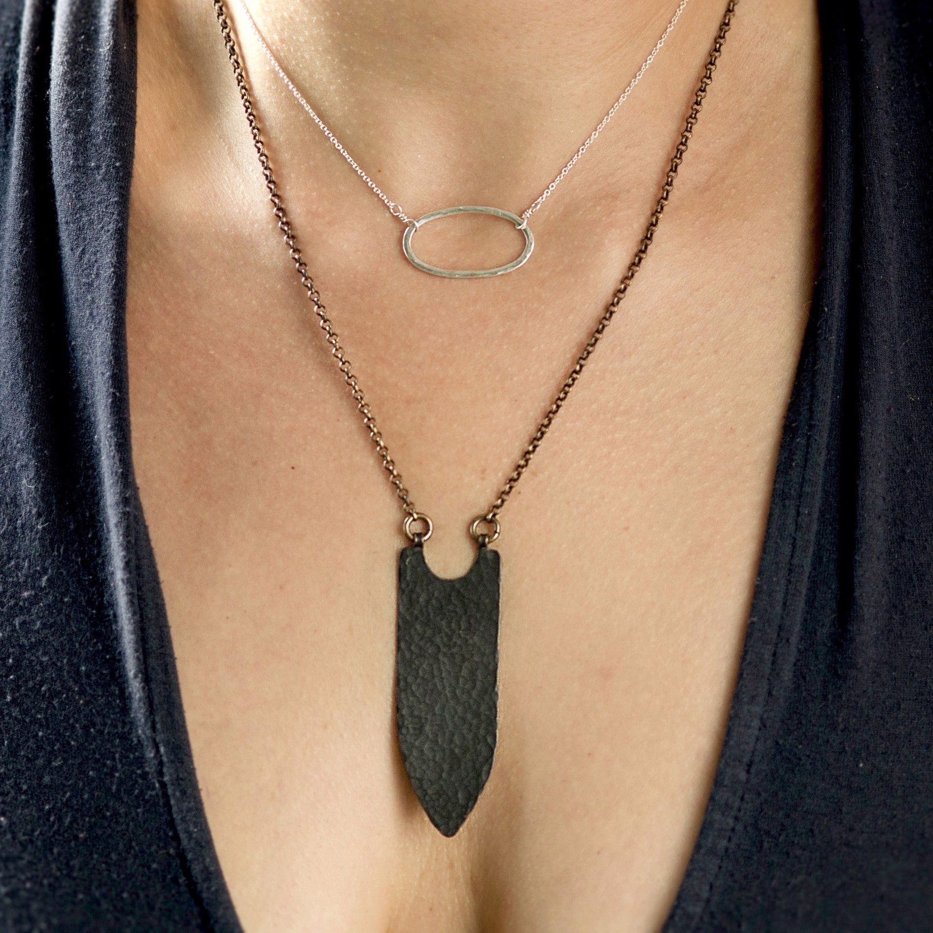 Banner Necklace in Blackened Copper by Clementine & Co. Jewelry