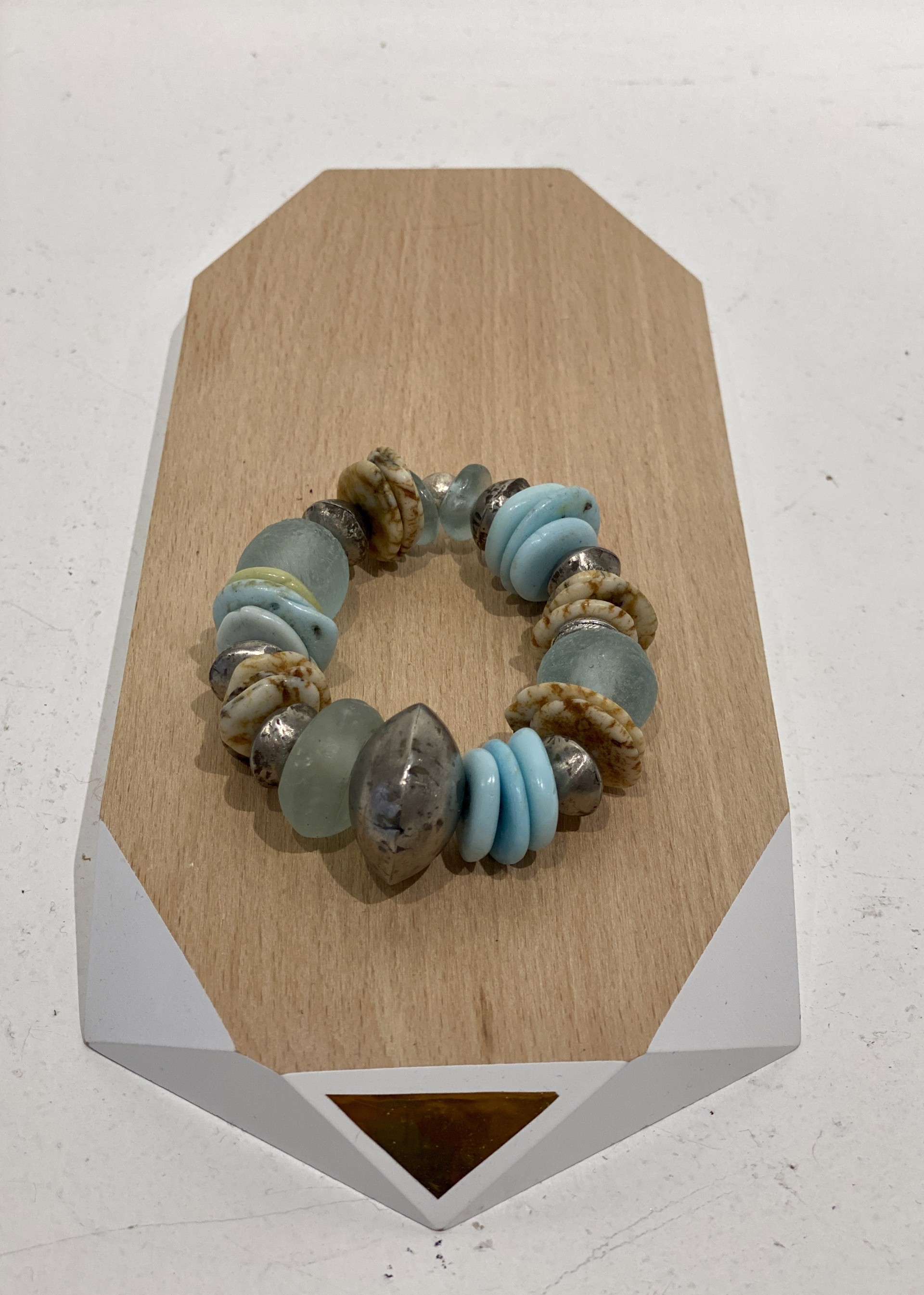 African glass and coin silver bracelet #1 by Melissa Turney
