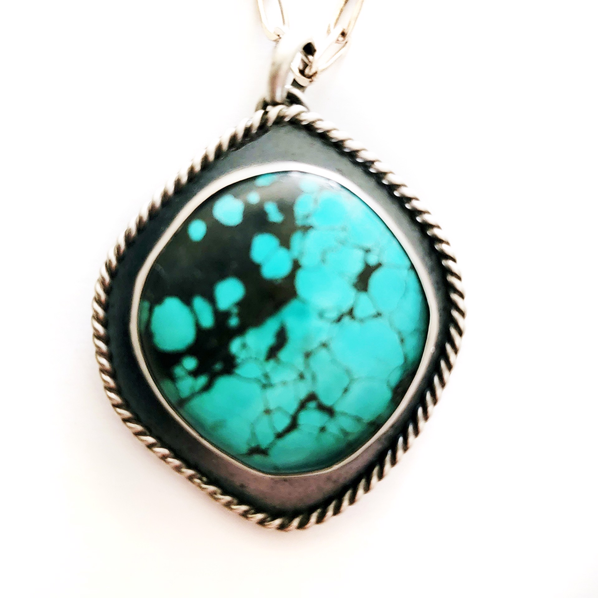 Turquoise Pendant with Silver Chain by Kay Seurat