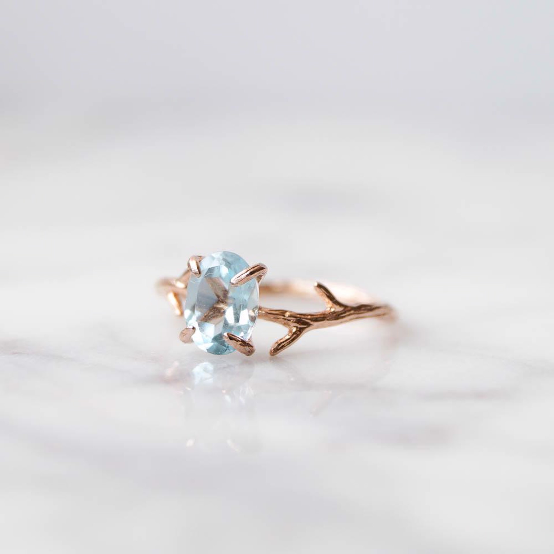 Blue Topaz Ring in Rose Gold (Size 8) by Wander + Lust Jewelry