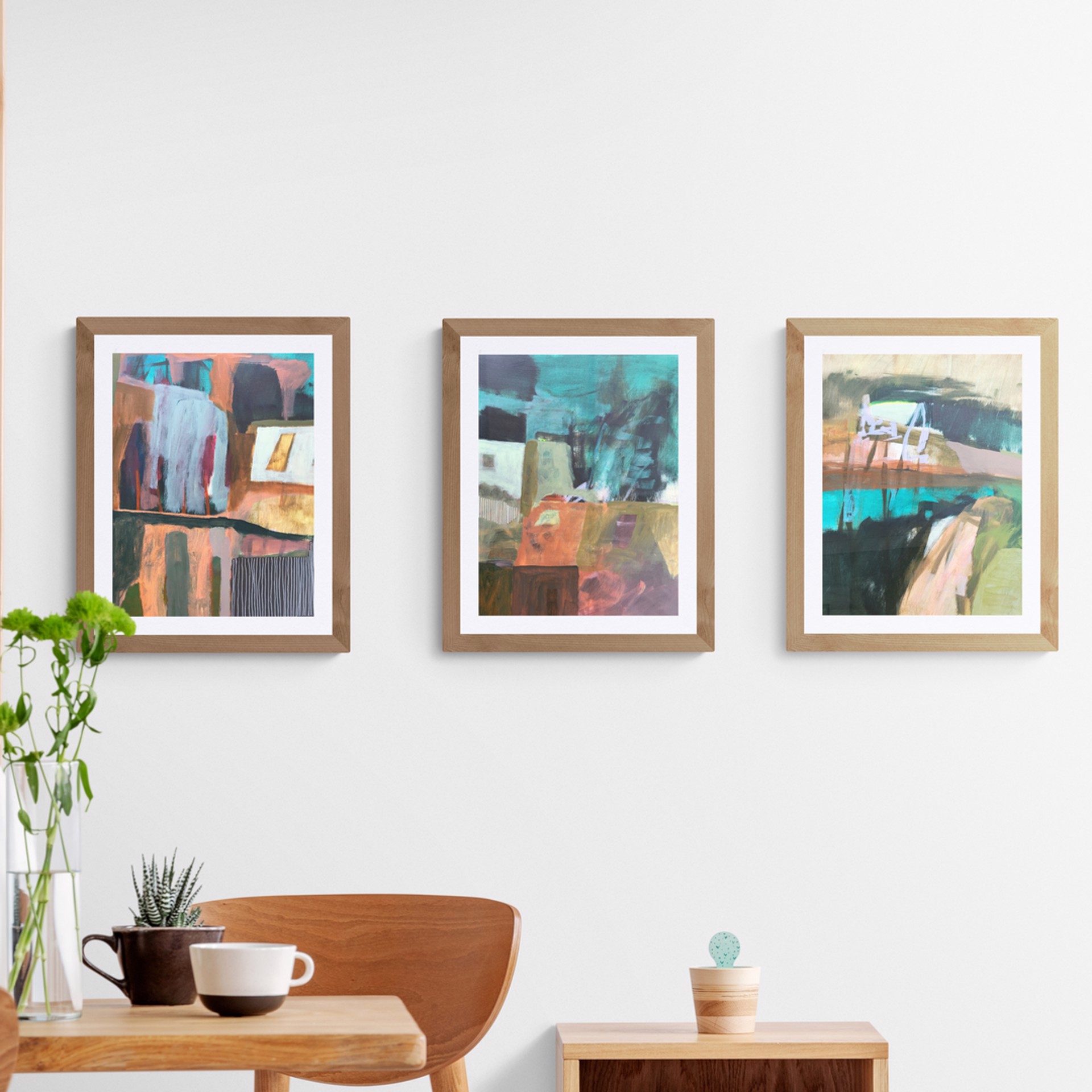 Danish Homes and Fjord triptych by Rachael Van Dyke